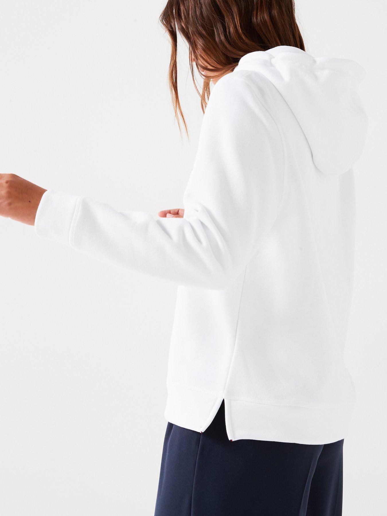 Image 4 of 6 of Tommy Hilfiger Womens Heritage Logo Cotton-Blend Hoodie - White