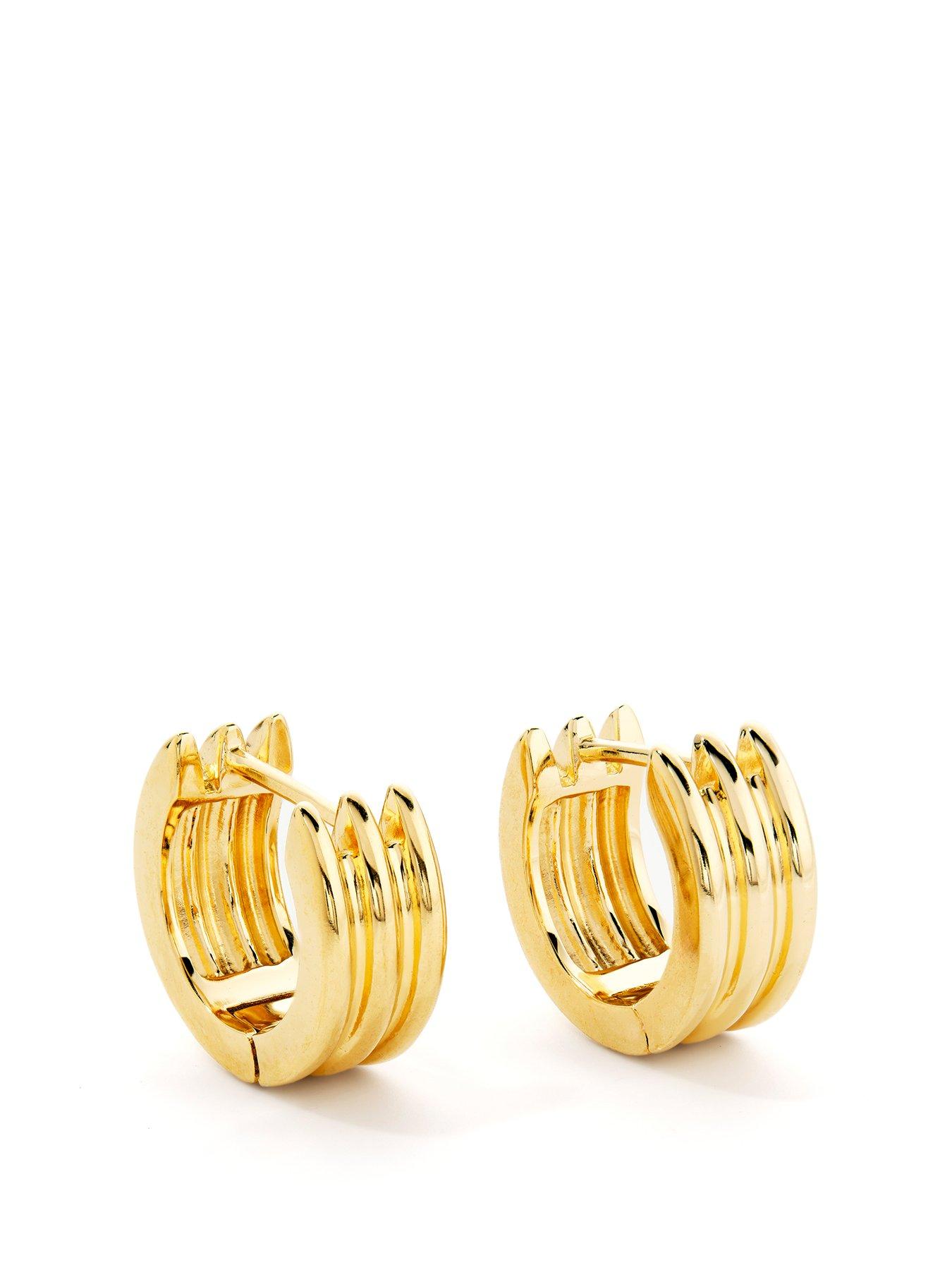 the-love-collection-18ct-gold-plated-sterling-silver-ridge-chunky-hoop-earrings