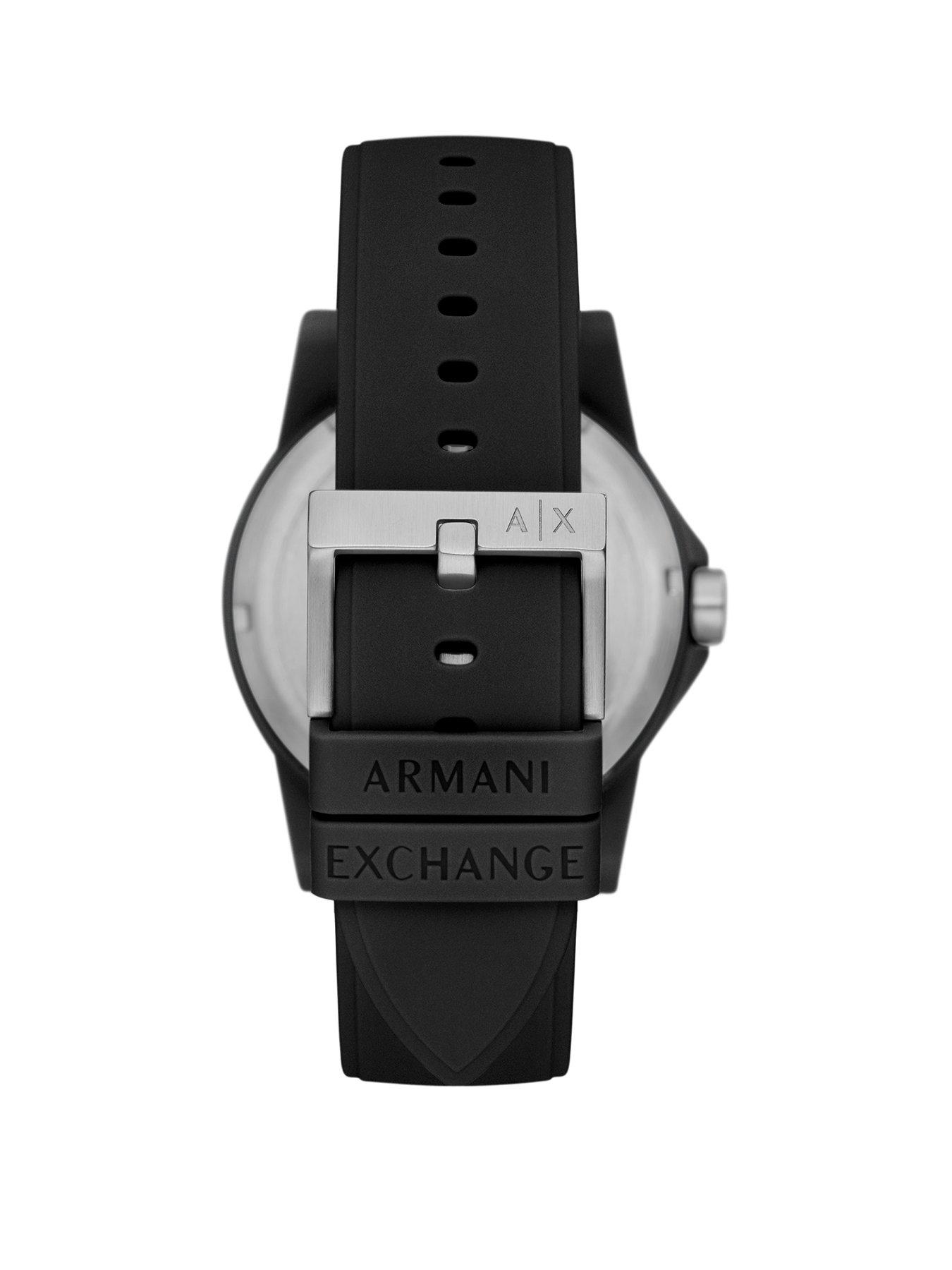  image of armani-exchange-three-hand-black-silicone-watch-and-bracelet-set