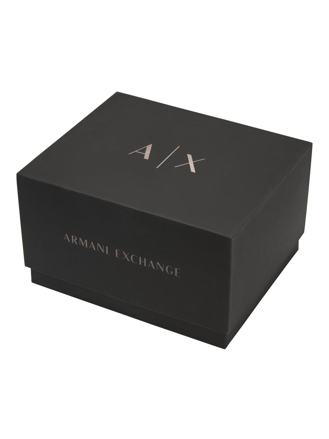  image of armani-exchange-three-hand-black-silicone-watch-and-bracelet-set