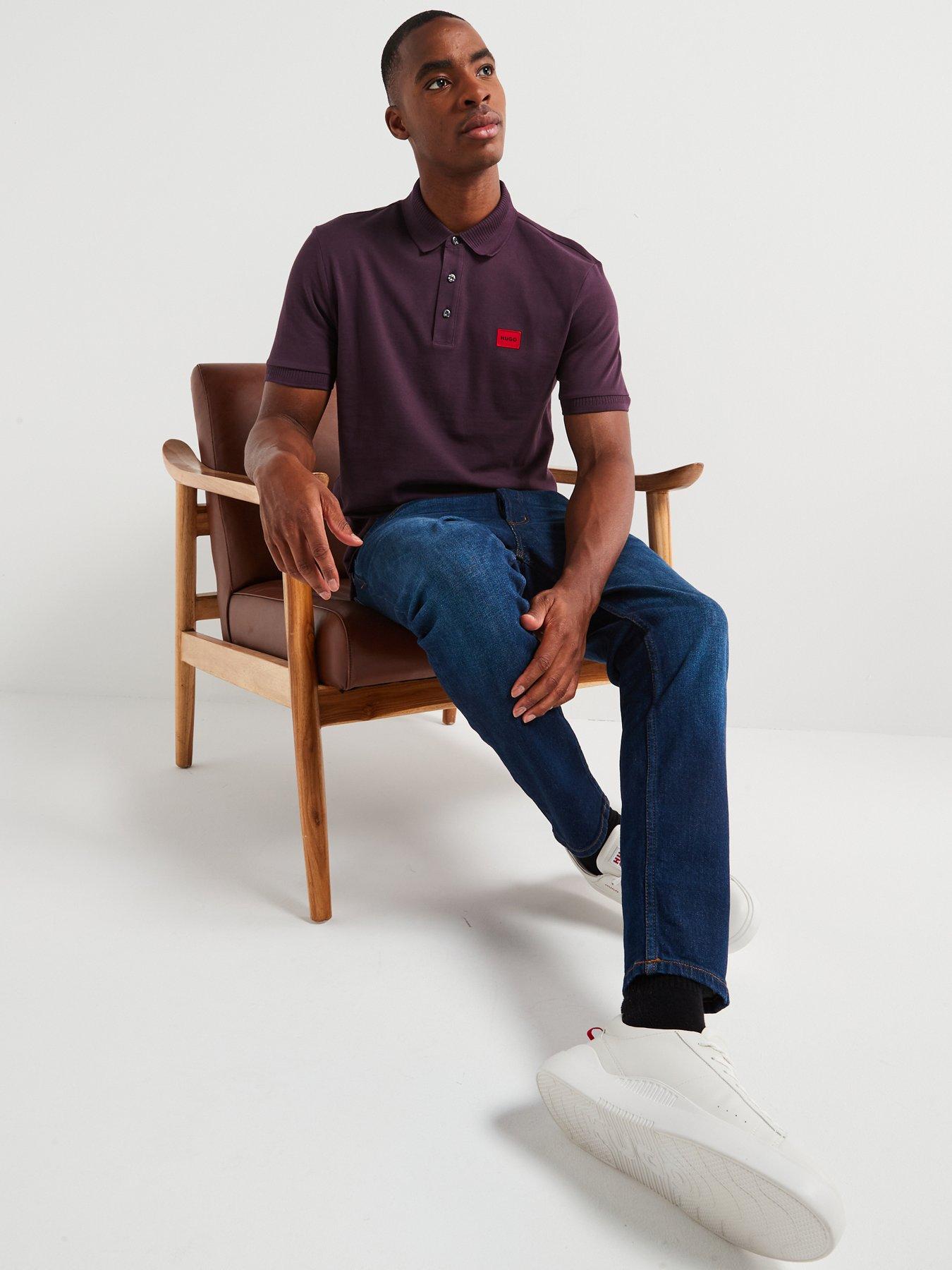  image of hugo-634-tapered-fit-jeans-dark-blue