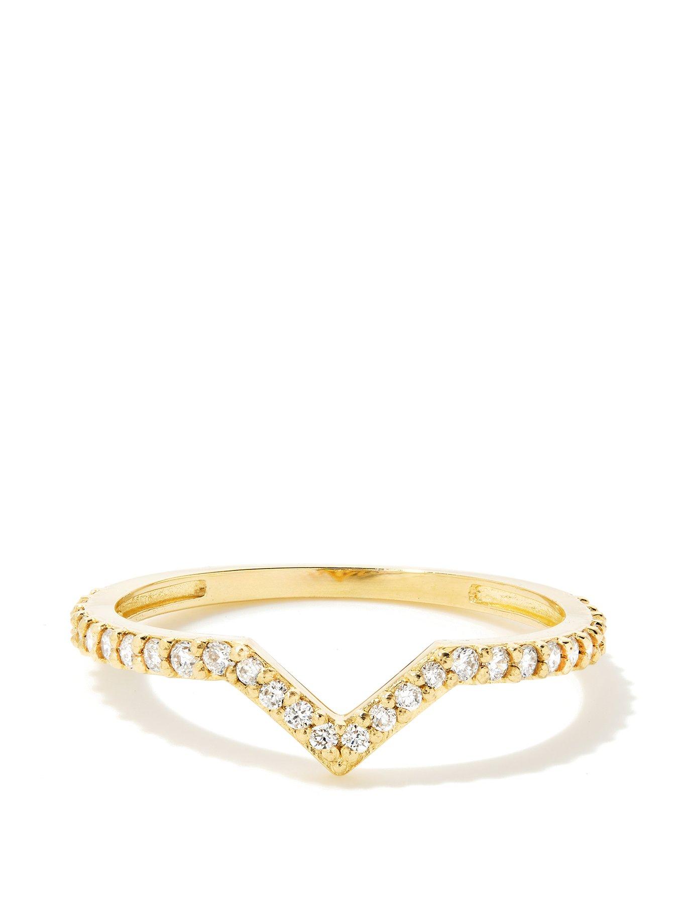  image of love-diamond-solid-9ct-yellow-gold-lab-grown-diamond-wishbone-stacking-ring