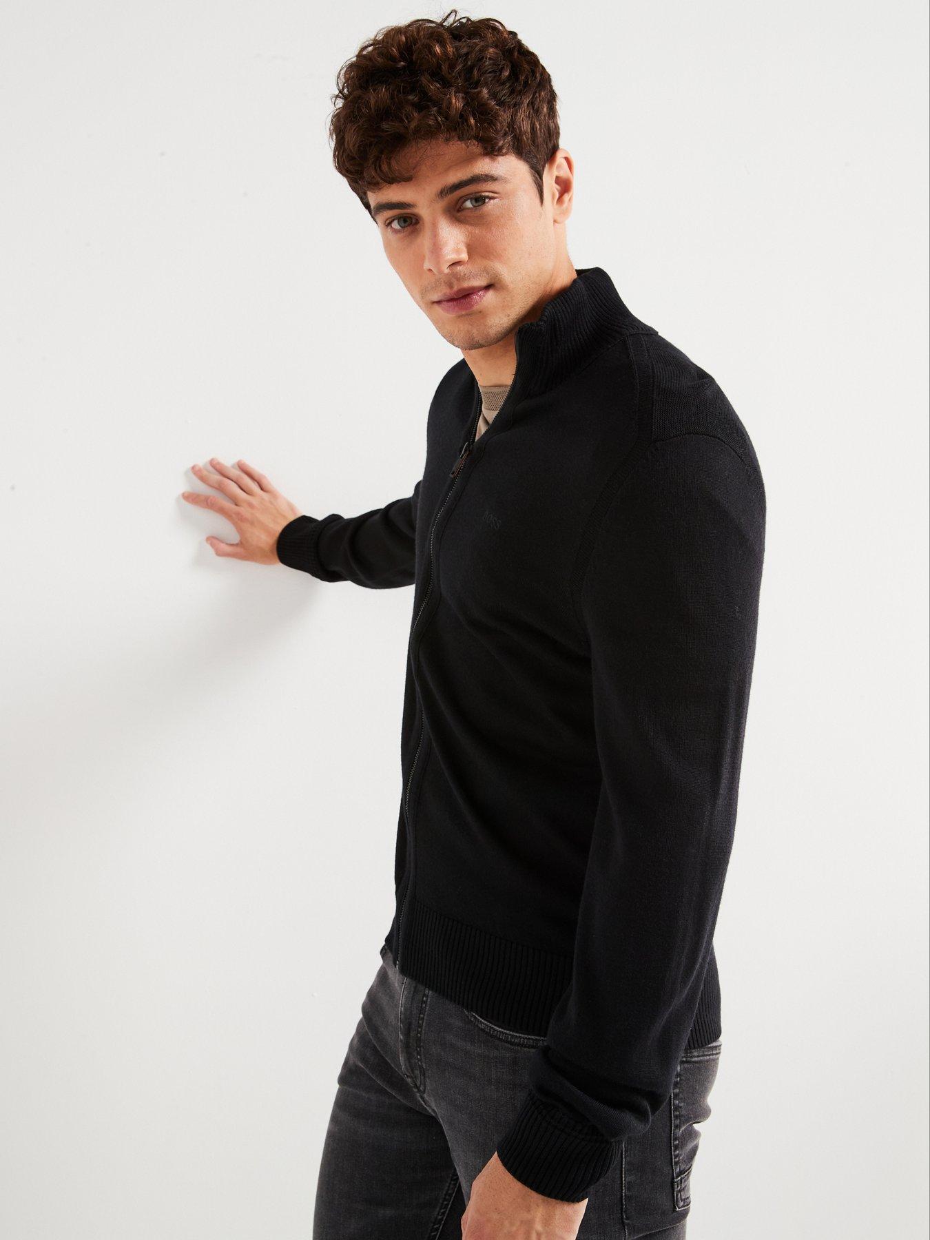 Image 4 of 6 of BOSS Avac Full Zip Knitted Jumper - Black