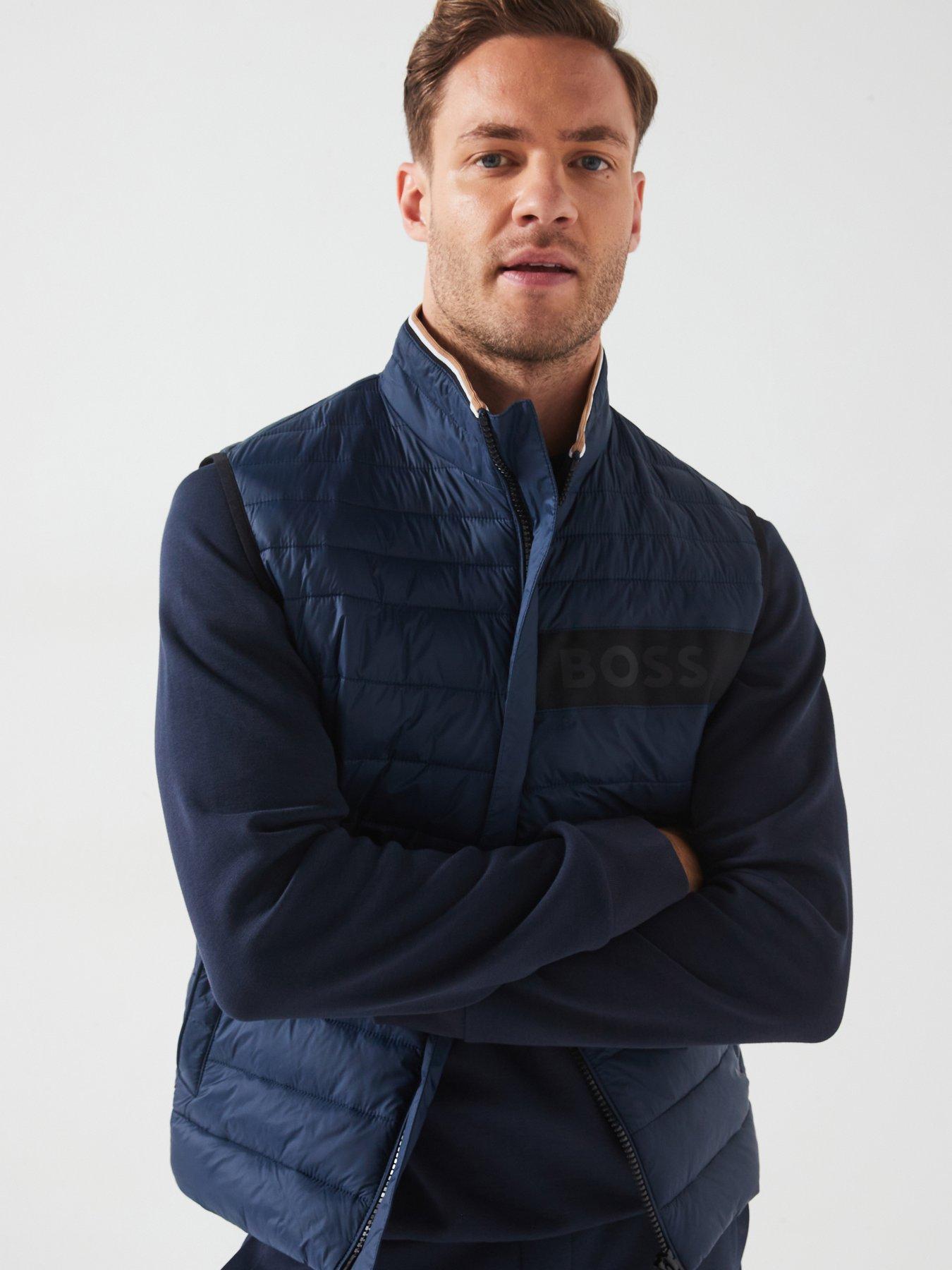 BOSS gilet trapuntato verde in poliestere riciclato con zip Green BOSS