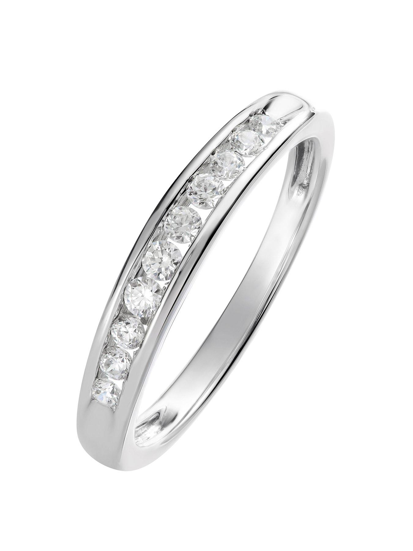 Love DIAMOND 9ct White Gold 0.25ct Natural Diamond Channel Eternity Band Ring