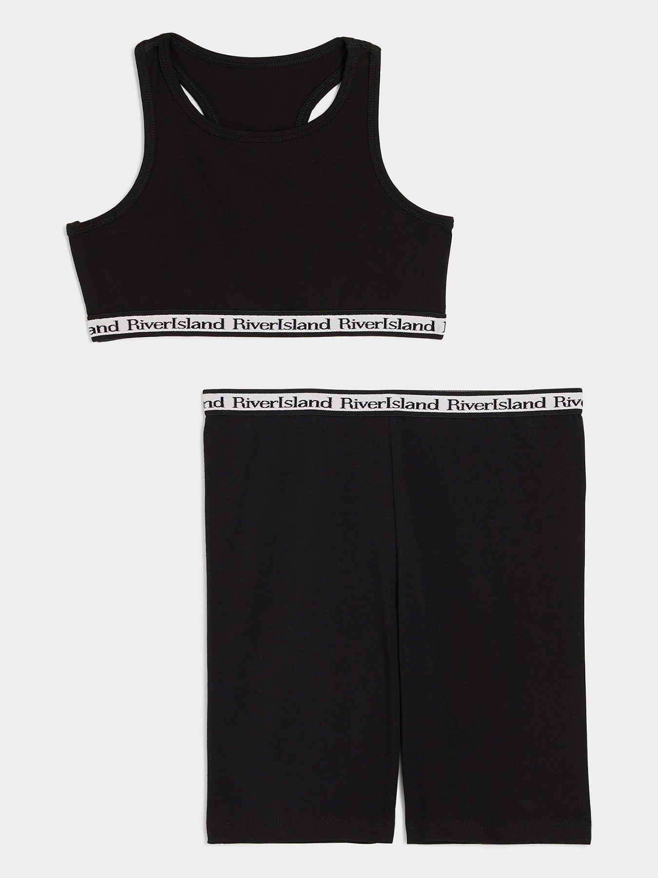 undefined Older Girl Black Crop Top And Cycle Shorts Set - Black