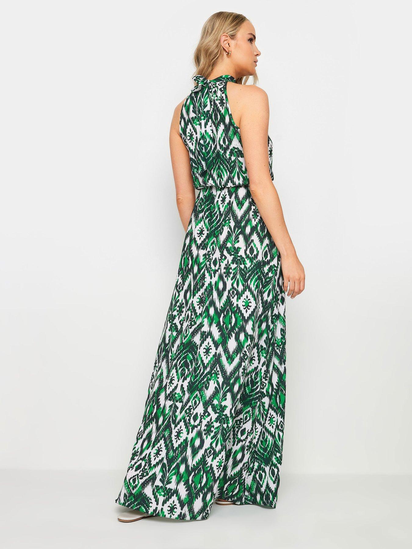 Image 2 of 4 of Long Tall Sally Tall Aztec Halterneck Maxi Dress - Green