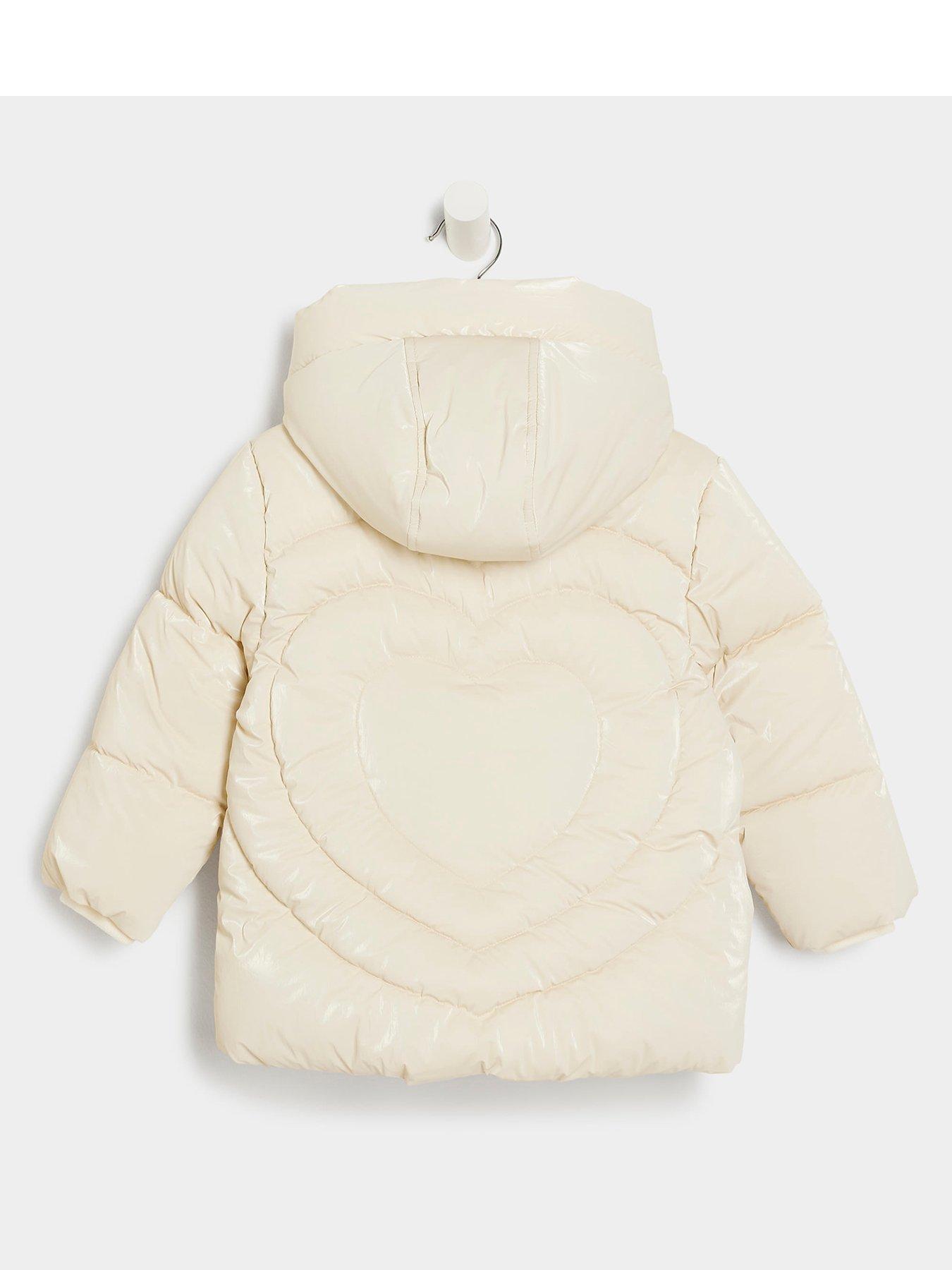 River Island Mini Padded Hooded Jacket Cream littlewoods