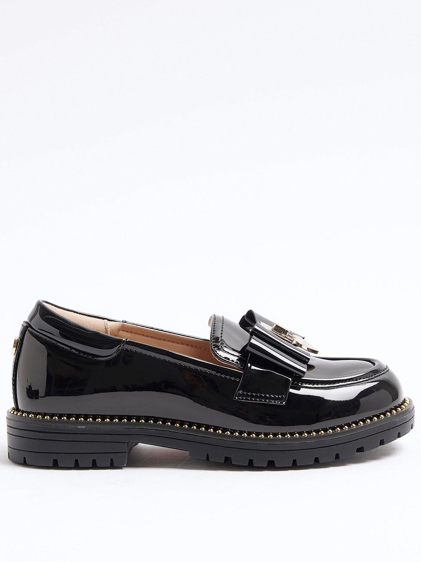 River Island Girls Patent Heart Buckle Shoes Black littlewoods