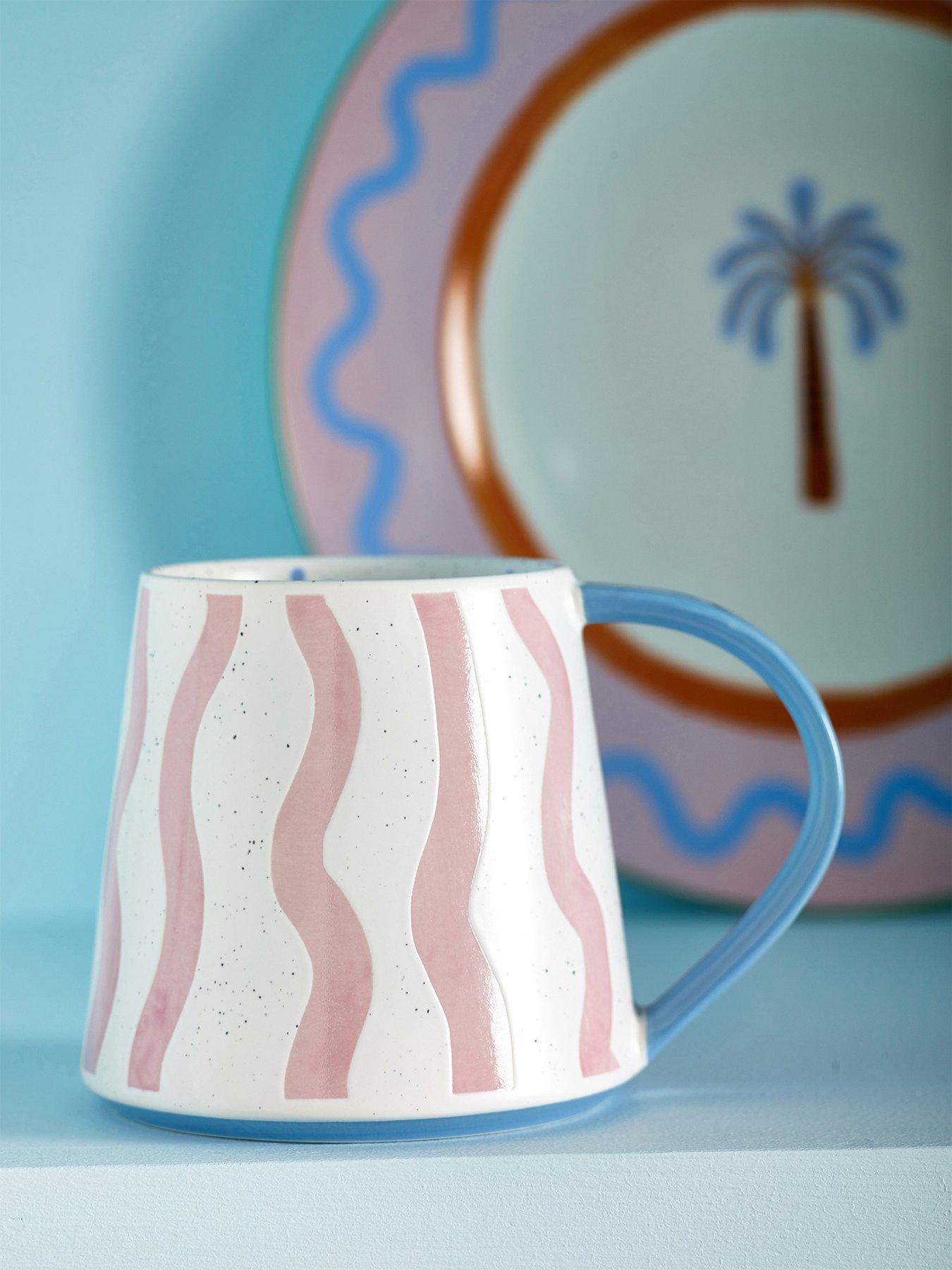 Image 1 of 3 of Eleanor Bowmer Electric Coast Set of 2 Pink Wave Mugs