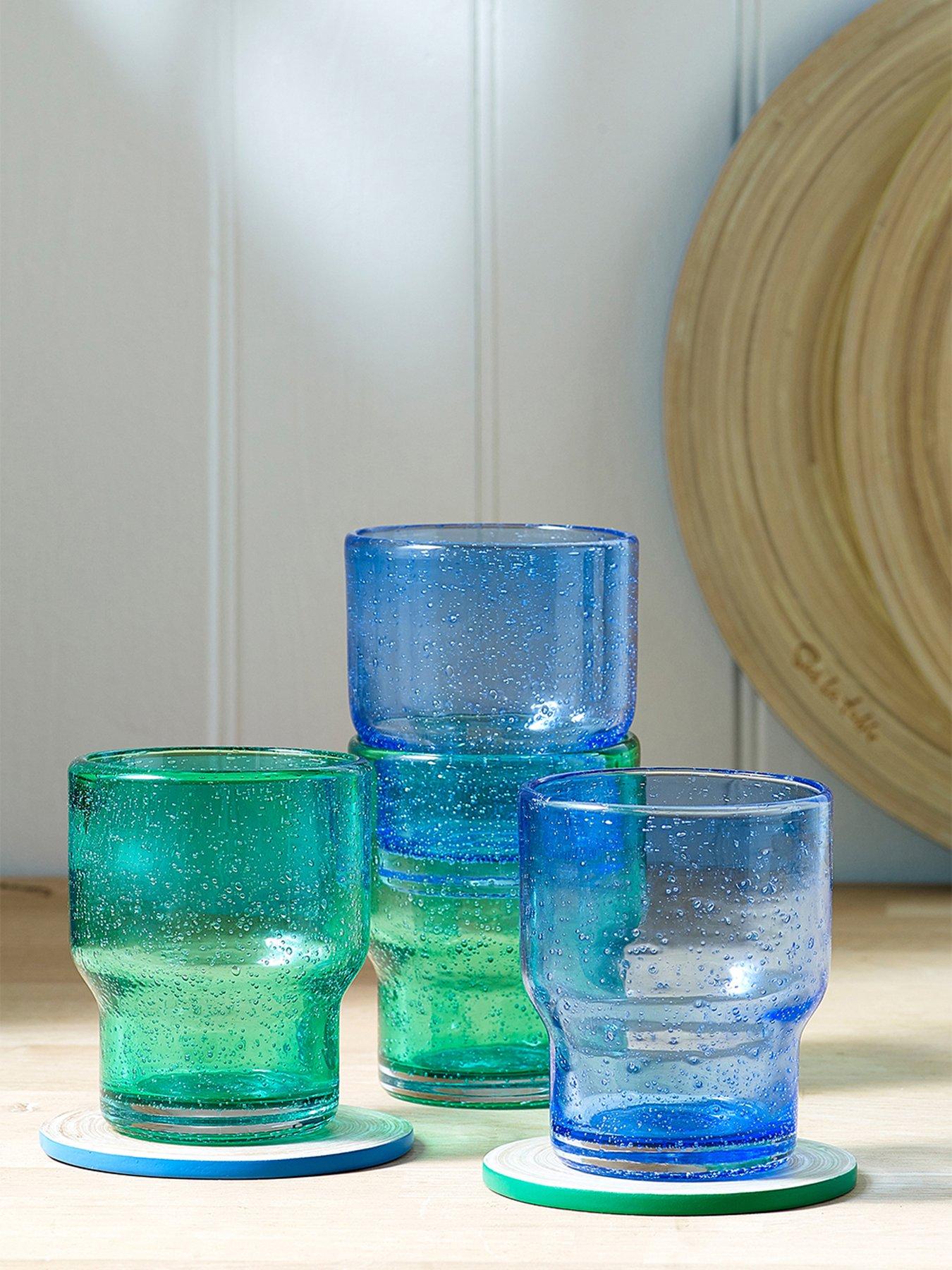  image of sur-la-table-colour-me-happy-set-of-4-blue-glass-tumblers
