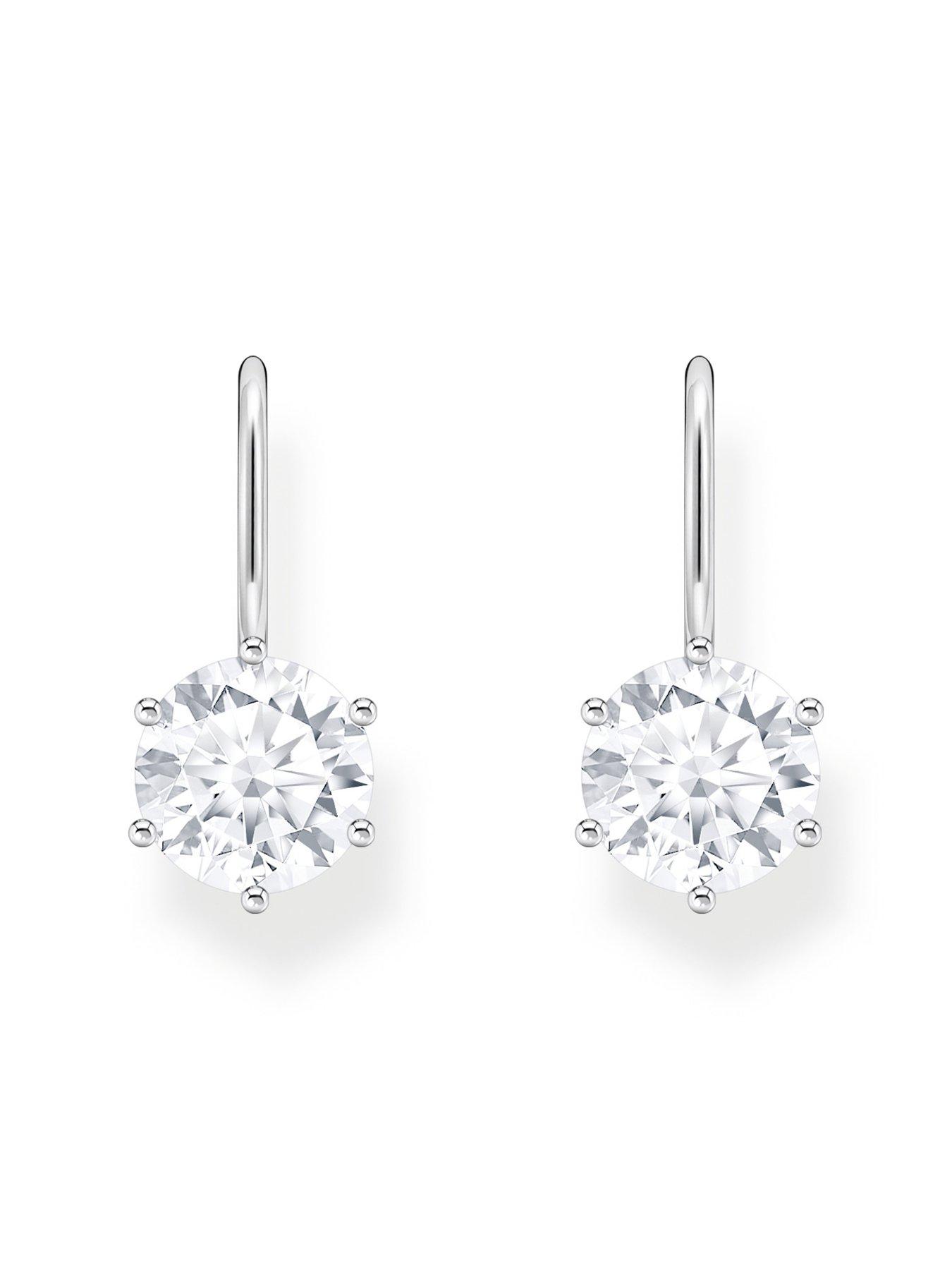  image of thomas-sabo-large-zirconia-stone-earrings-elegant-versatilenbspsilver