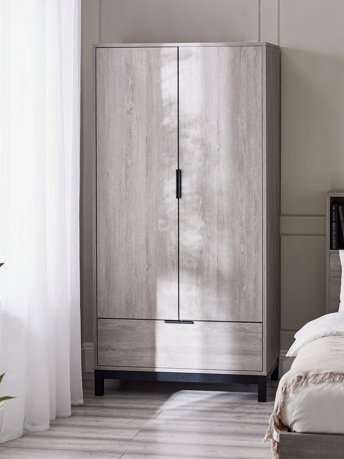 Julian Bowen Bali 2 Door, 1 Drawer Wardrobe - Grey Oak
