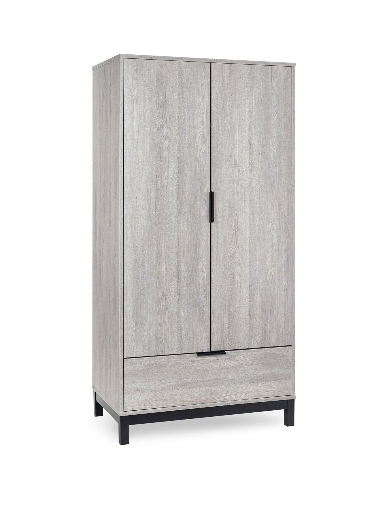  image of julian-bowen-bali-2-doornbsp1-drawer-wardrobe-grey-oak