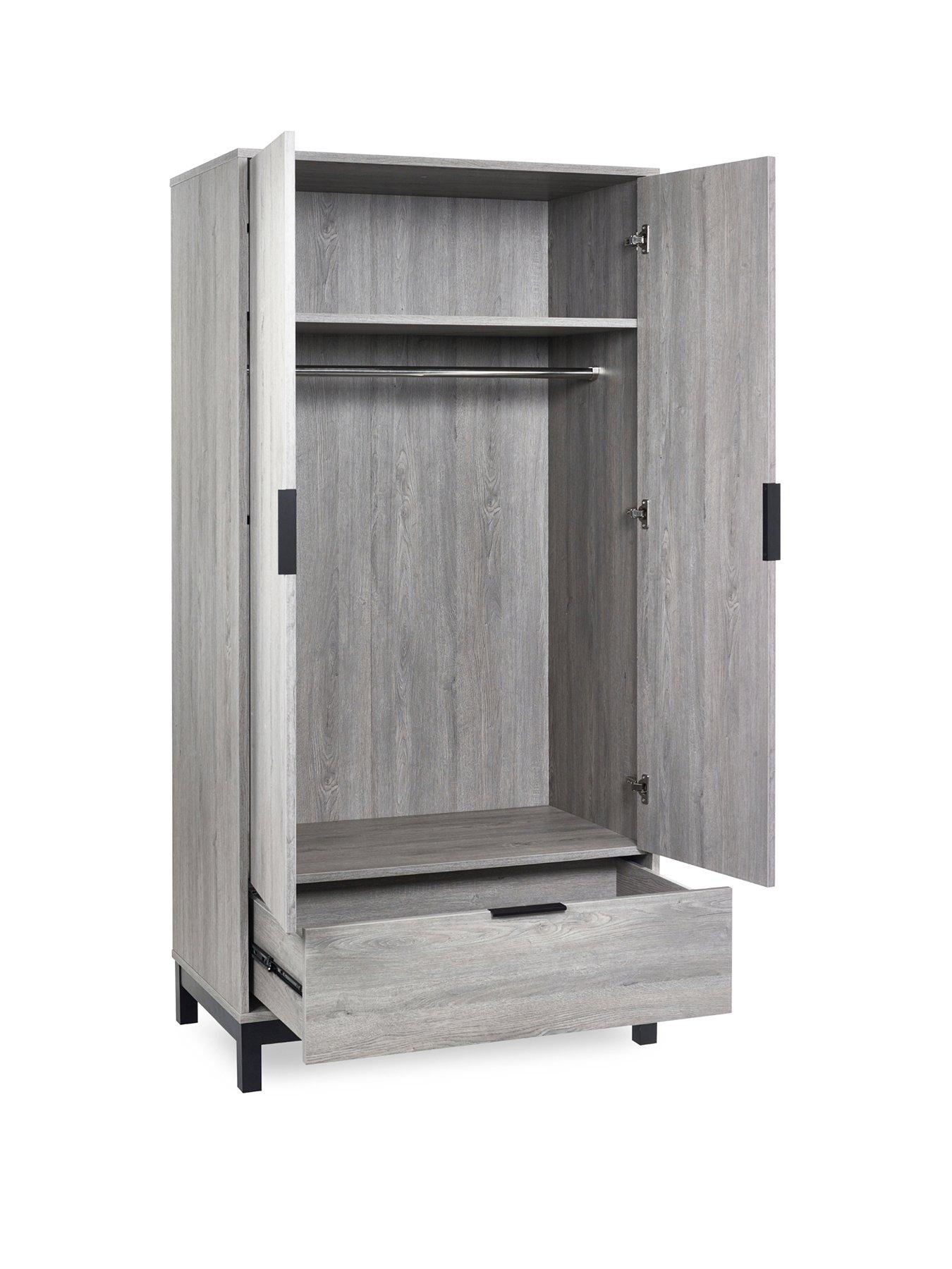  image of julian-bowen-bali-2-doornbsp1-drawer-wardrobe-grey-oak