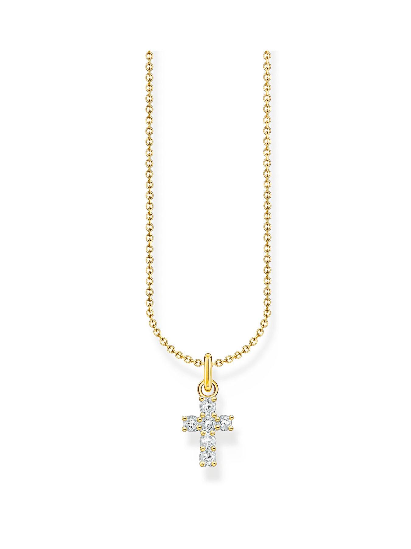 thomas-sabo-cross-pendant-necklace-trendy-timelessnbspsilver-18k-gold-plating