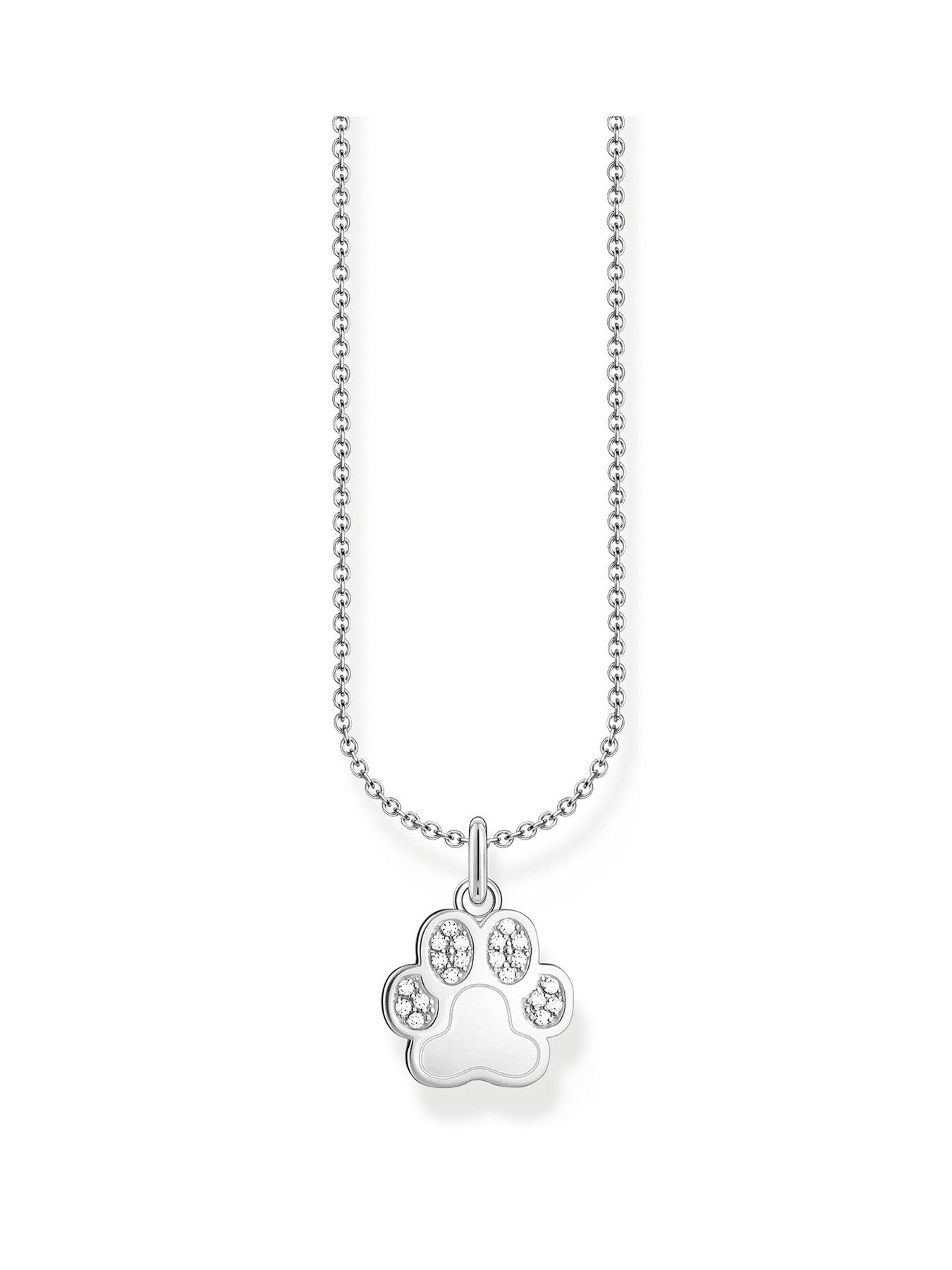 undefined Paw pendant necklace: cute, zirconia pavé, silver