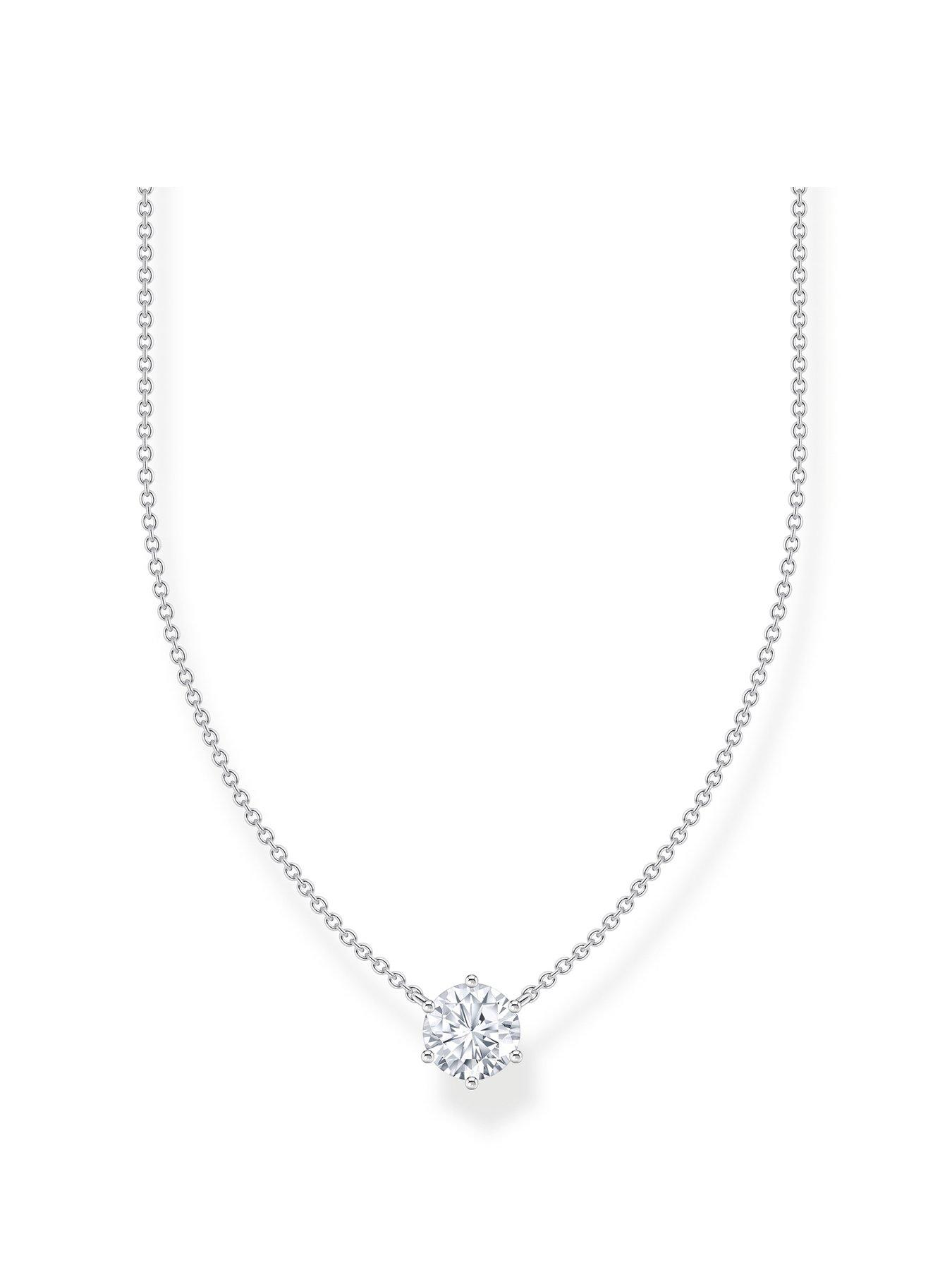  image of thomas-sabo-large-zirconia-pendant-necklace-elegant-versatile-silver