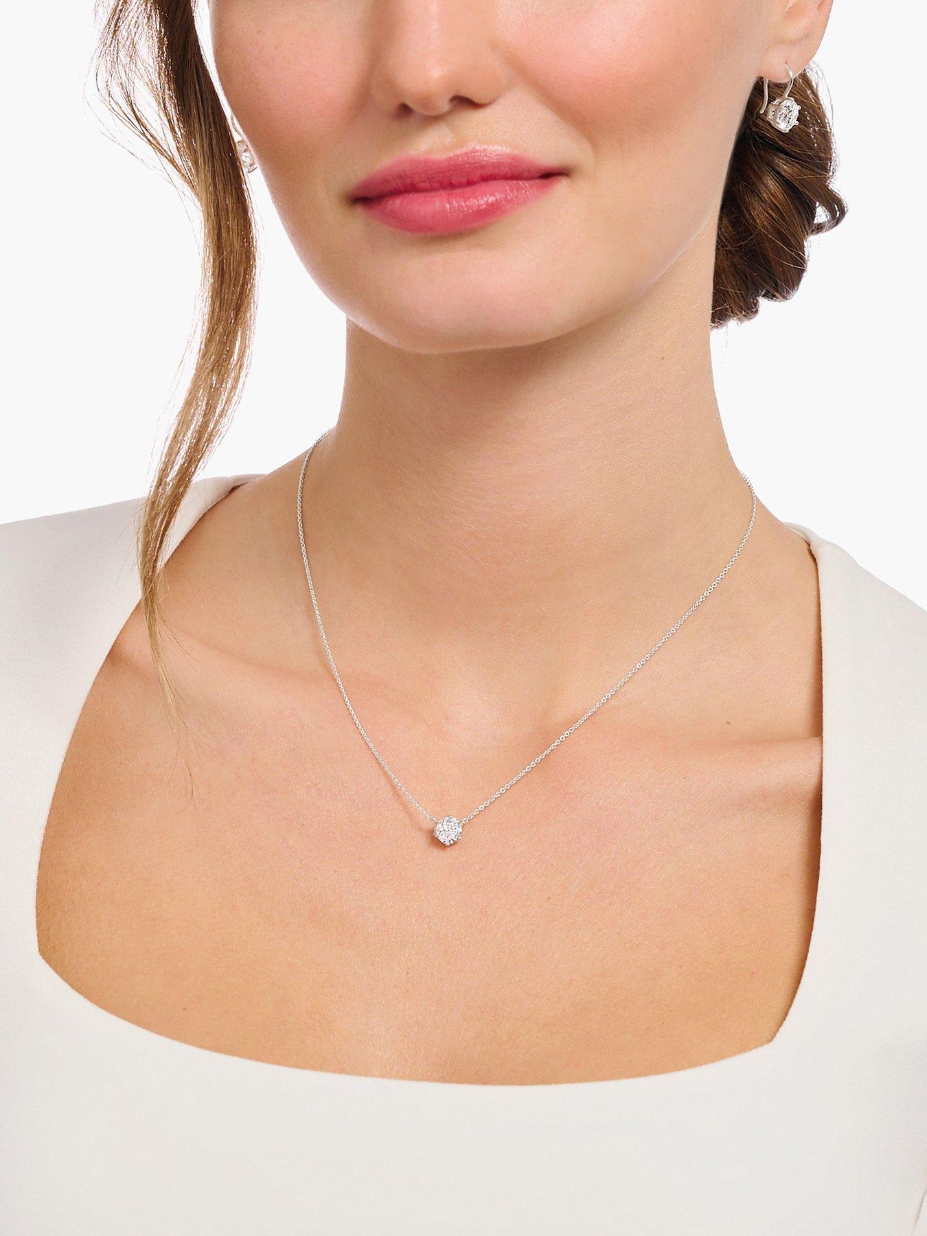  image of thomas-sabo-large-zirconia-pendant-necklace-elegant-versatile-silver