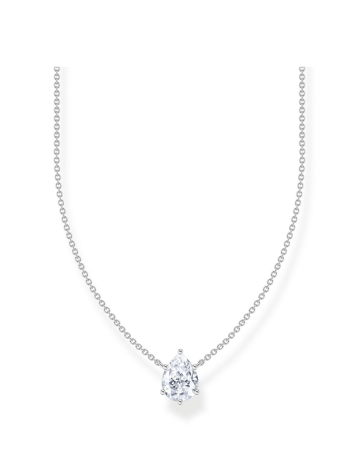 undefined Large zirconia drop necklace: elegant, versatile, silver