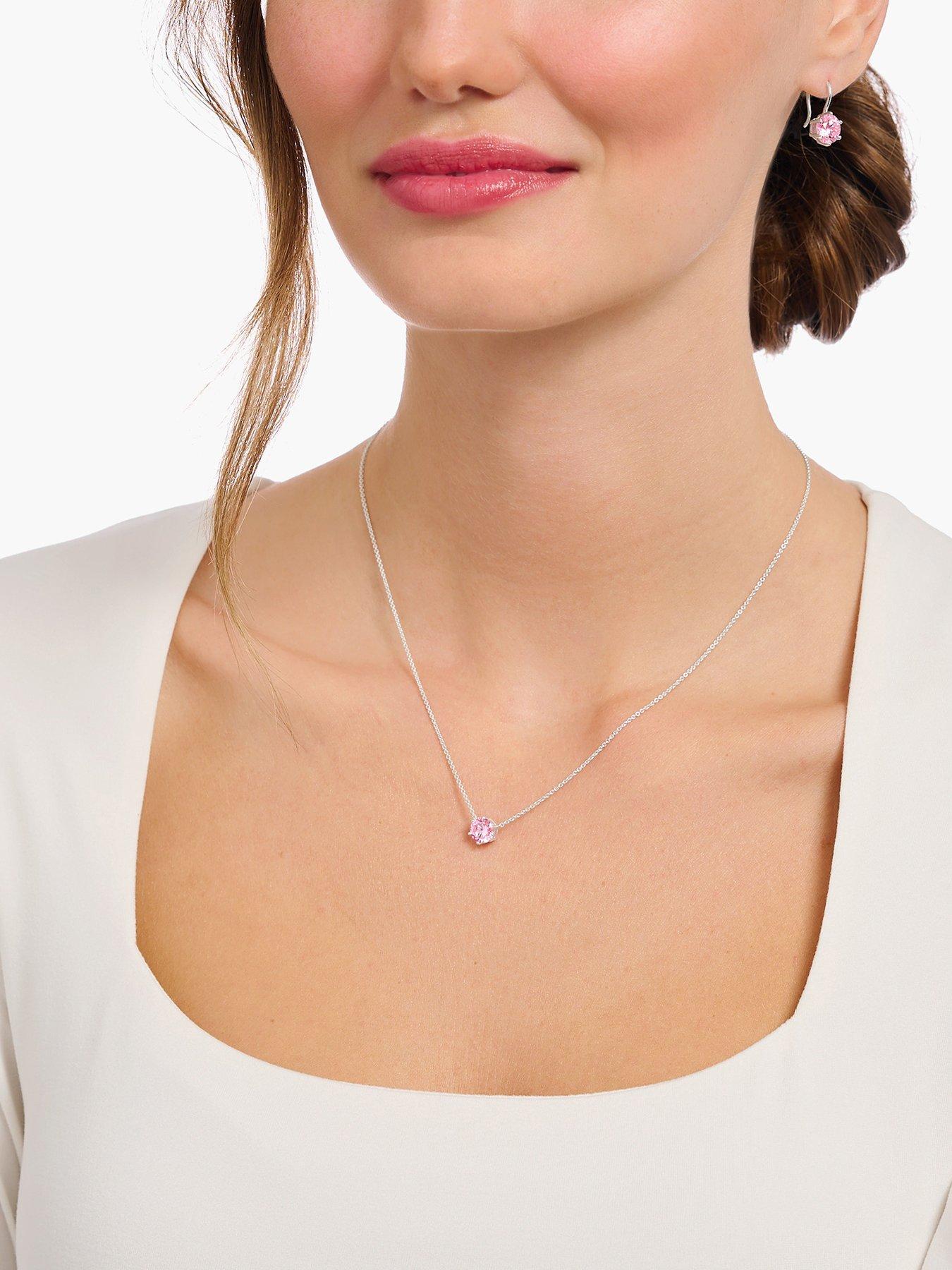  image of thomas-sabo-pink-zirconia-pendant-necklace-elegant-versatile-silver