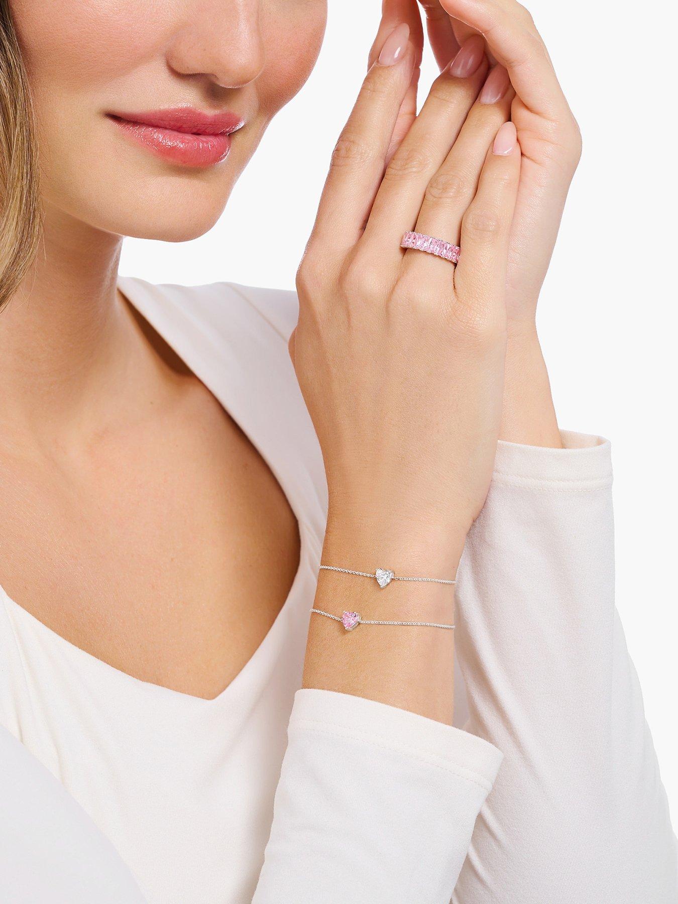  image of thomas-sabo-large-heart-pendant-bracelet-romantic-versatile-adjustable-length