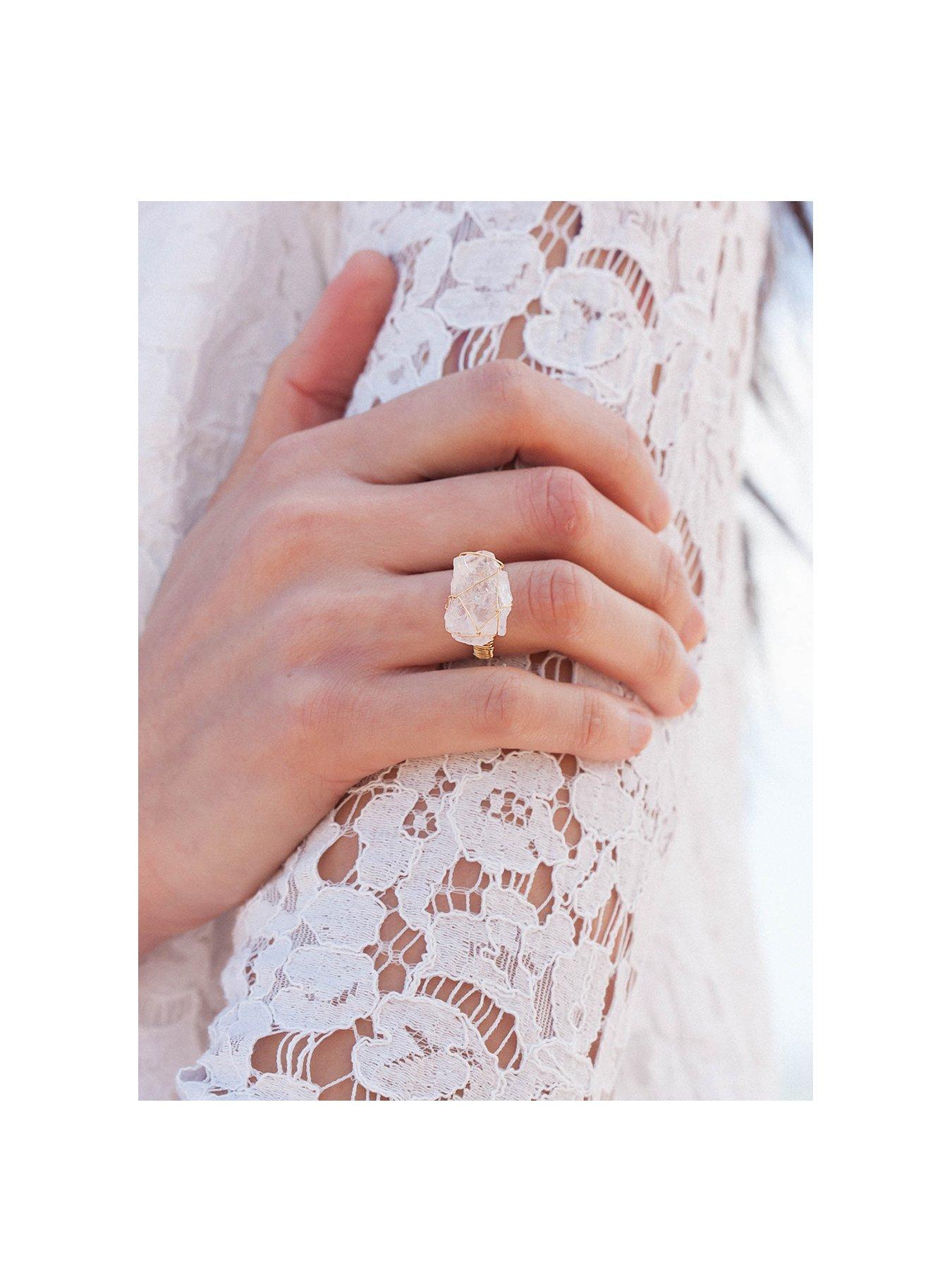  image of the-love-collection-raw-stone-wire-wrap-ring-pink