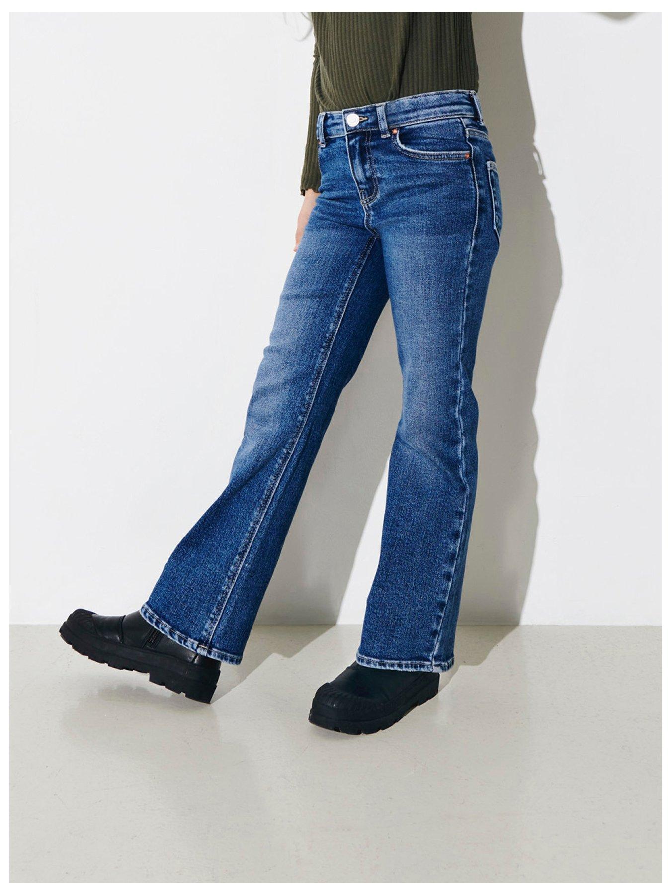 undefined Girls Juicy Wide Leg Jeans - Mid Wash