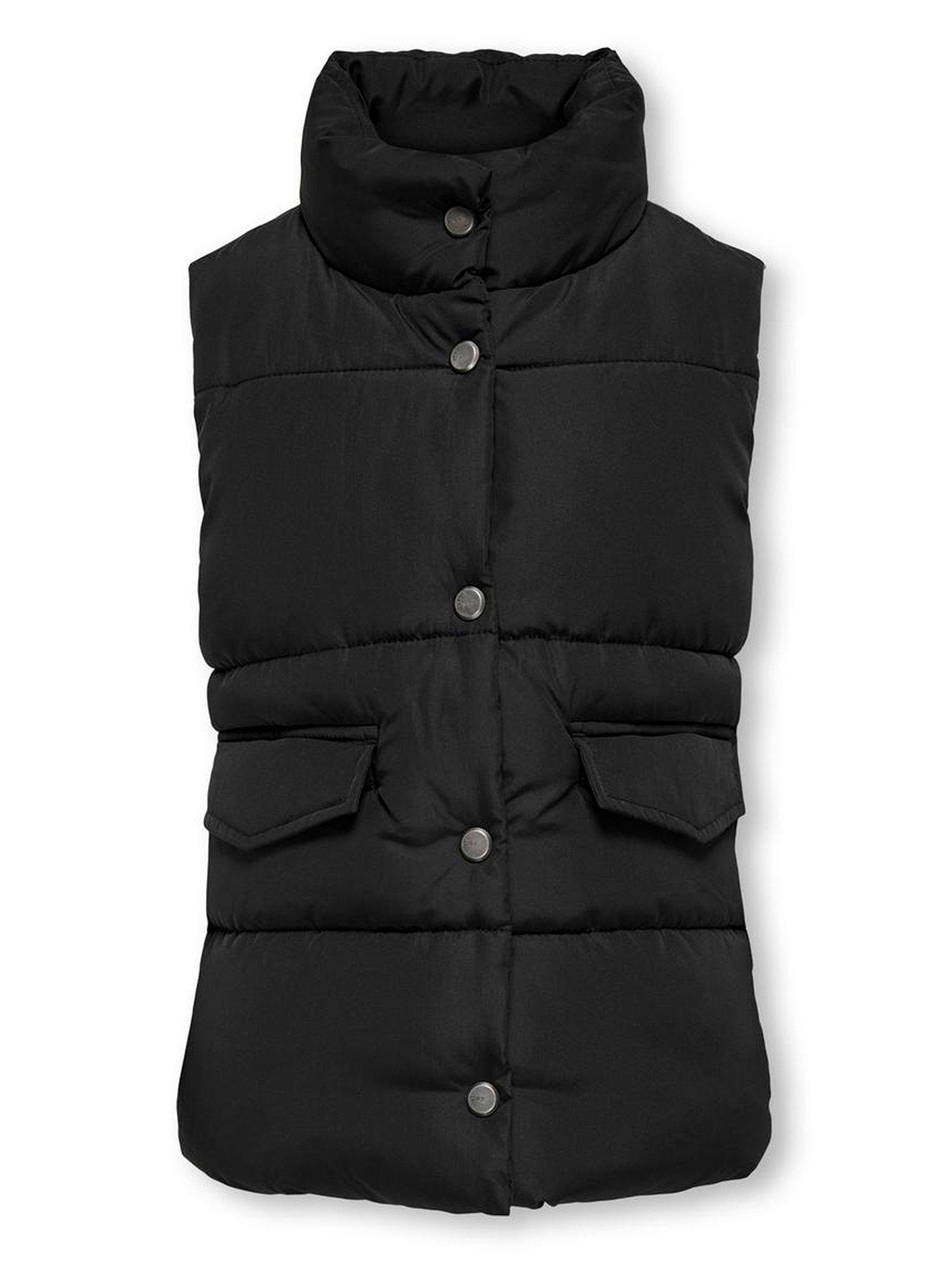 Mango Girls Longline Hooded Gilet Black littlewoods