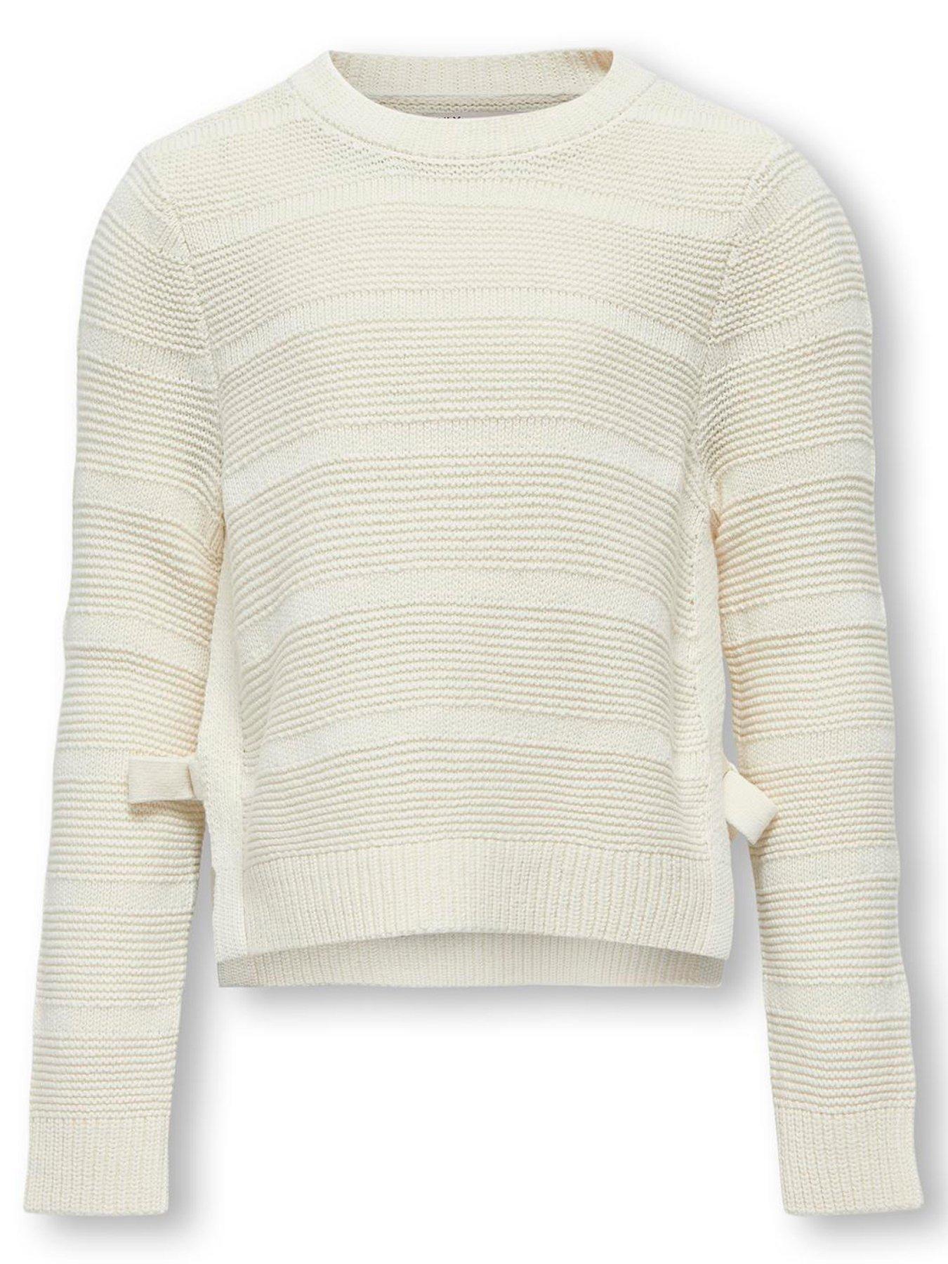 undefined Girls Tie Side Knitted Jumper - Light Cream