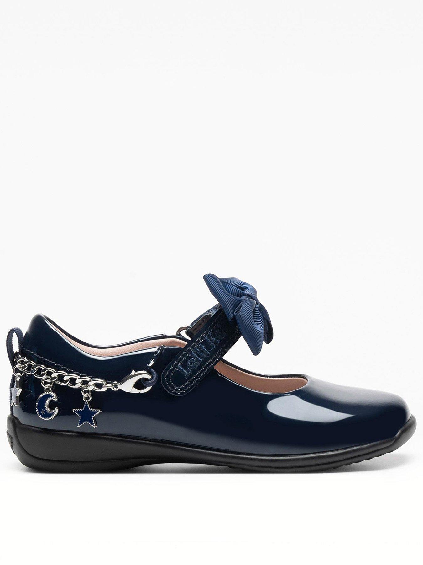 Lelli Kelly Alexandra Navy Bracelet Removeable Bow Patent Shoe - Navy