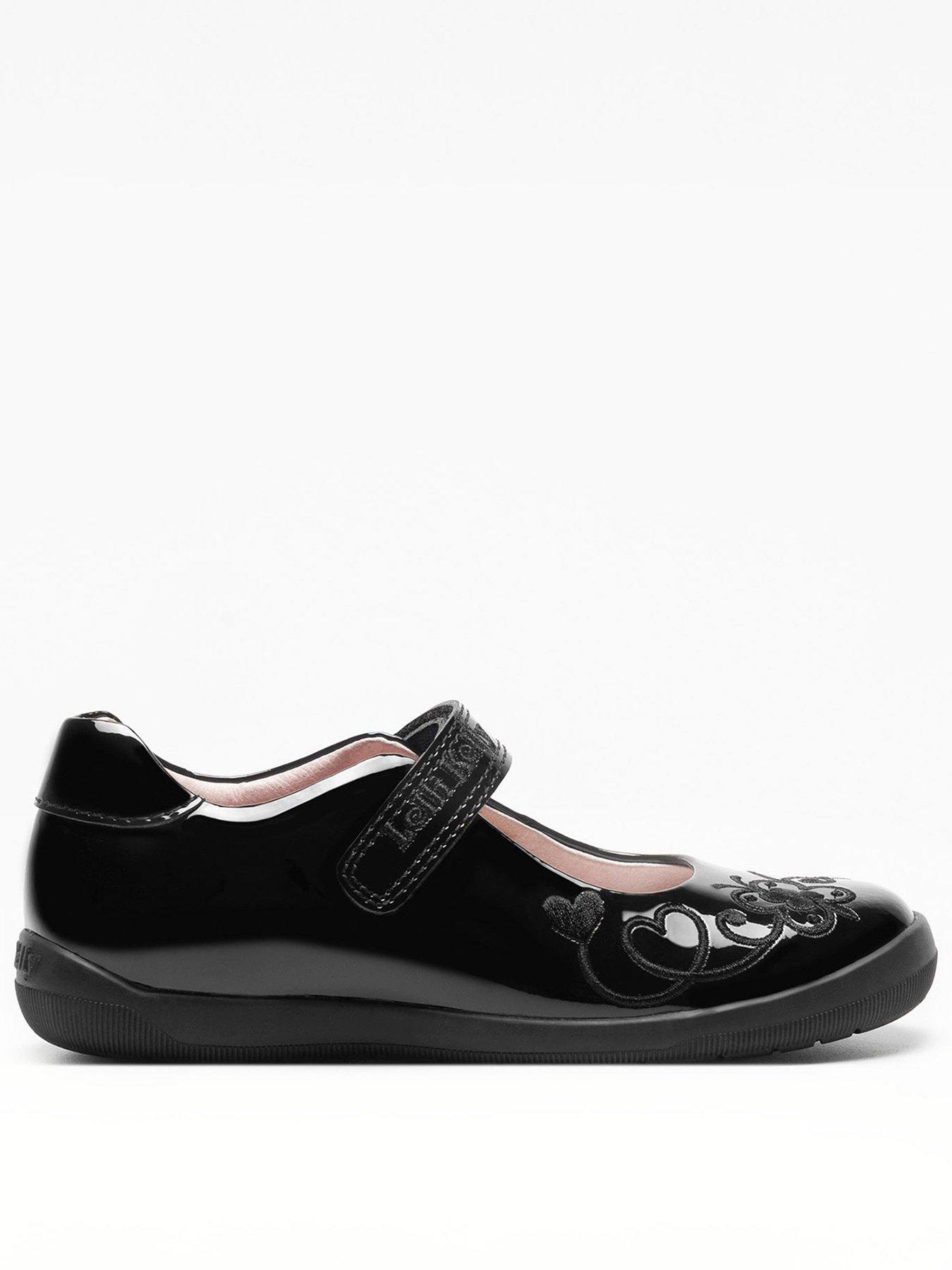 undefined Erica Heart Mary Jane School Shoe - Black