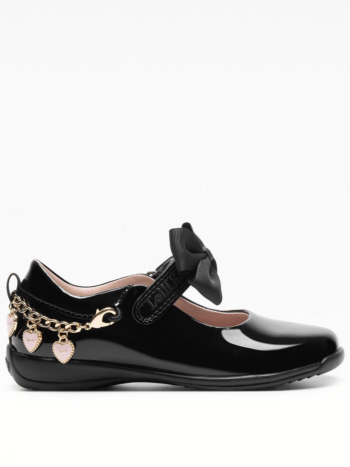  image of lelli-kelly-annie-bracelet-removeable-bow-patent-school-shoe-black