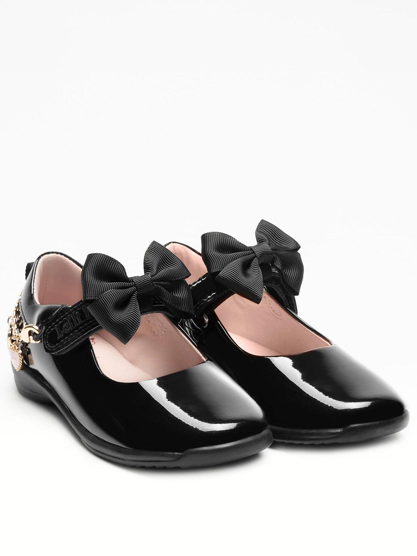  image of lelli-kelly-annie-bracelet-removeable-bow-patent-school-shoe-black