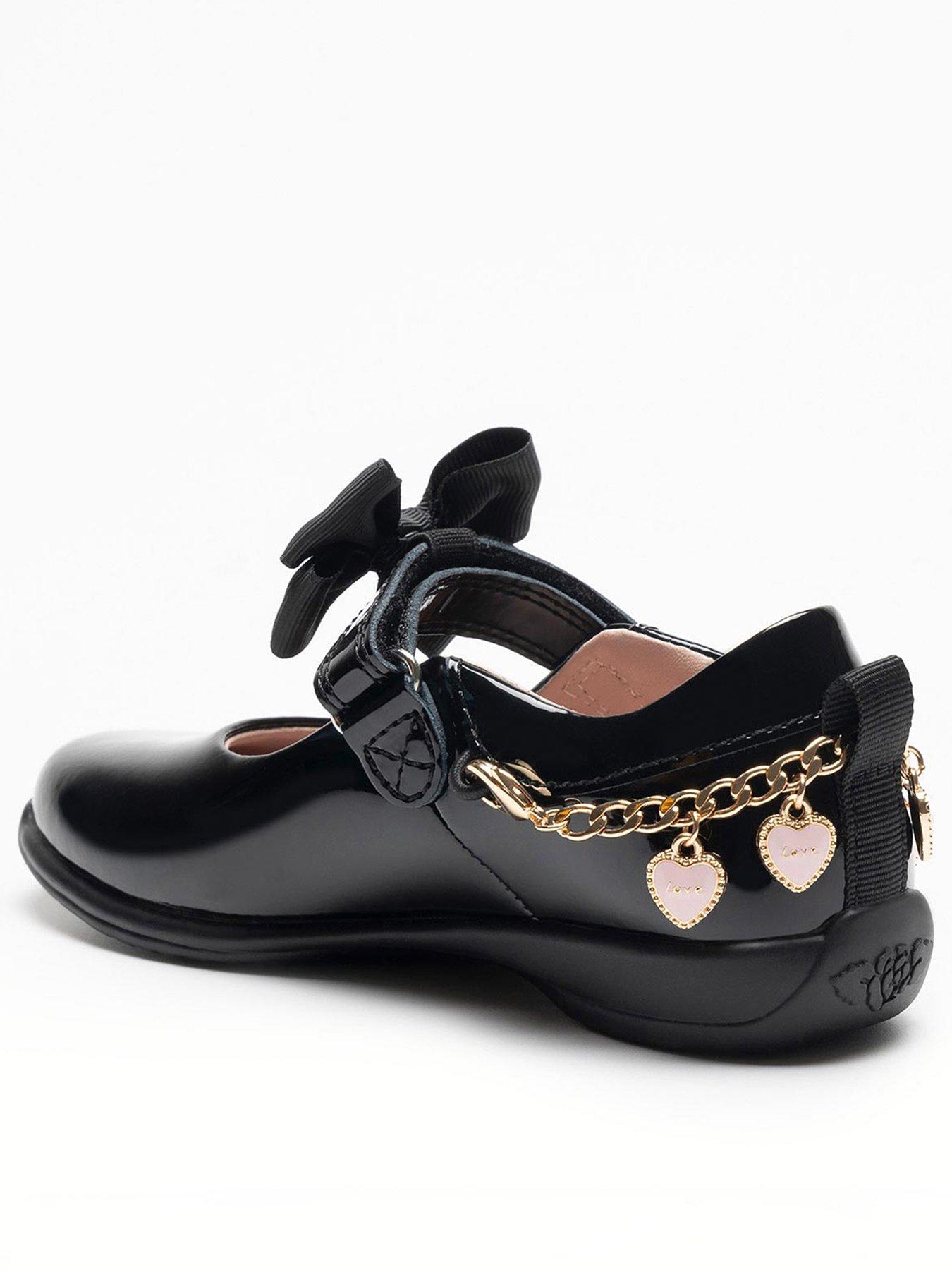  image of lelli-kelly-annie-bracelet-removeable-bow-patent-school-shoe-black