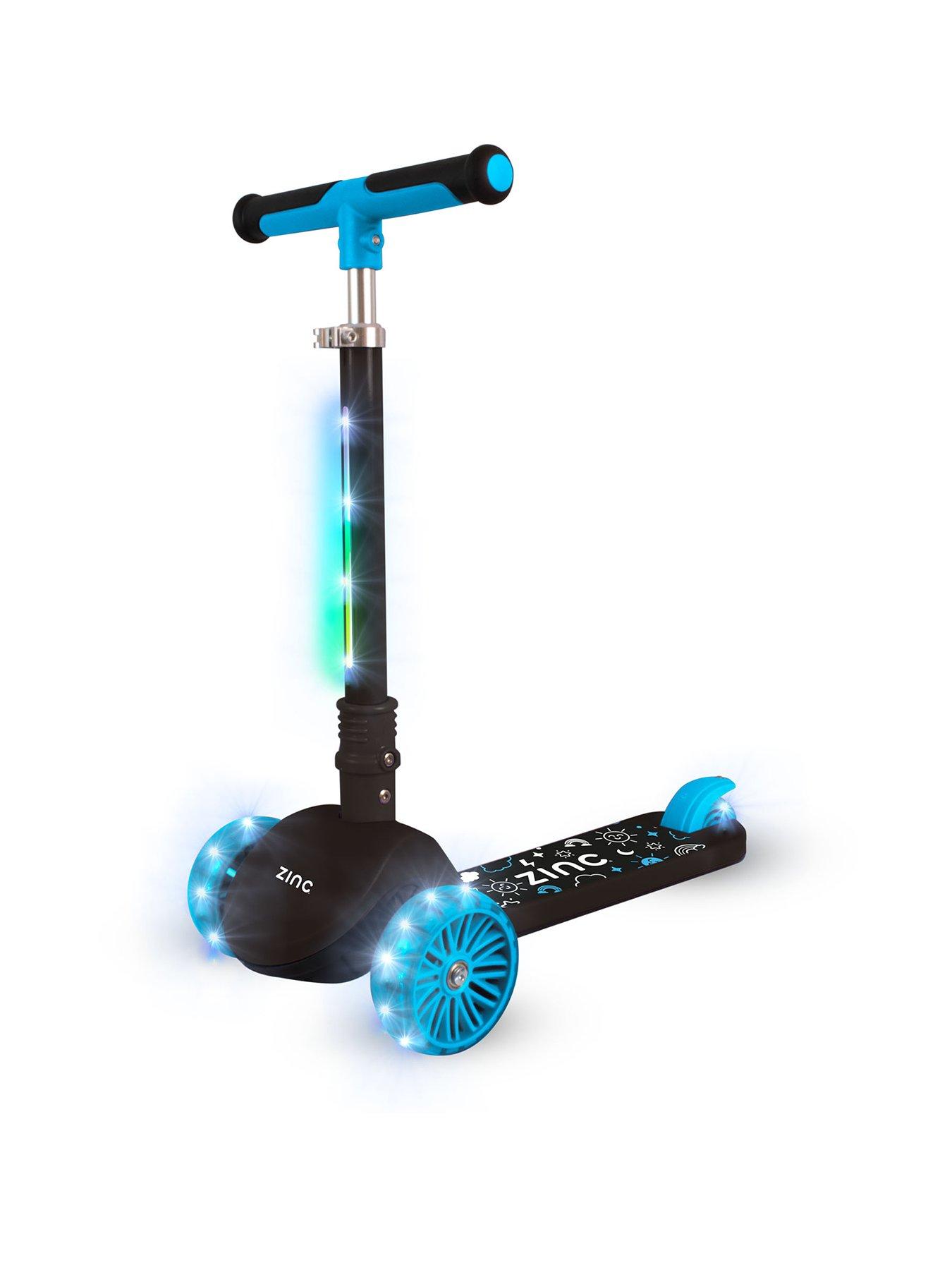 Zinc Three Wheeled Folding T-Motion Shine Scooter - Blue
