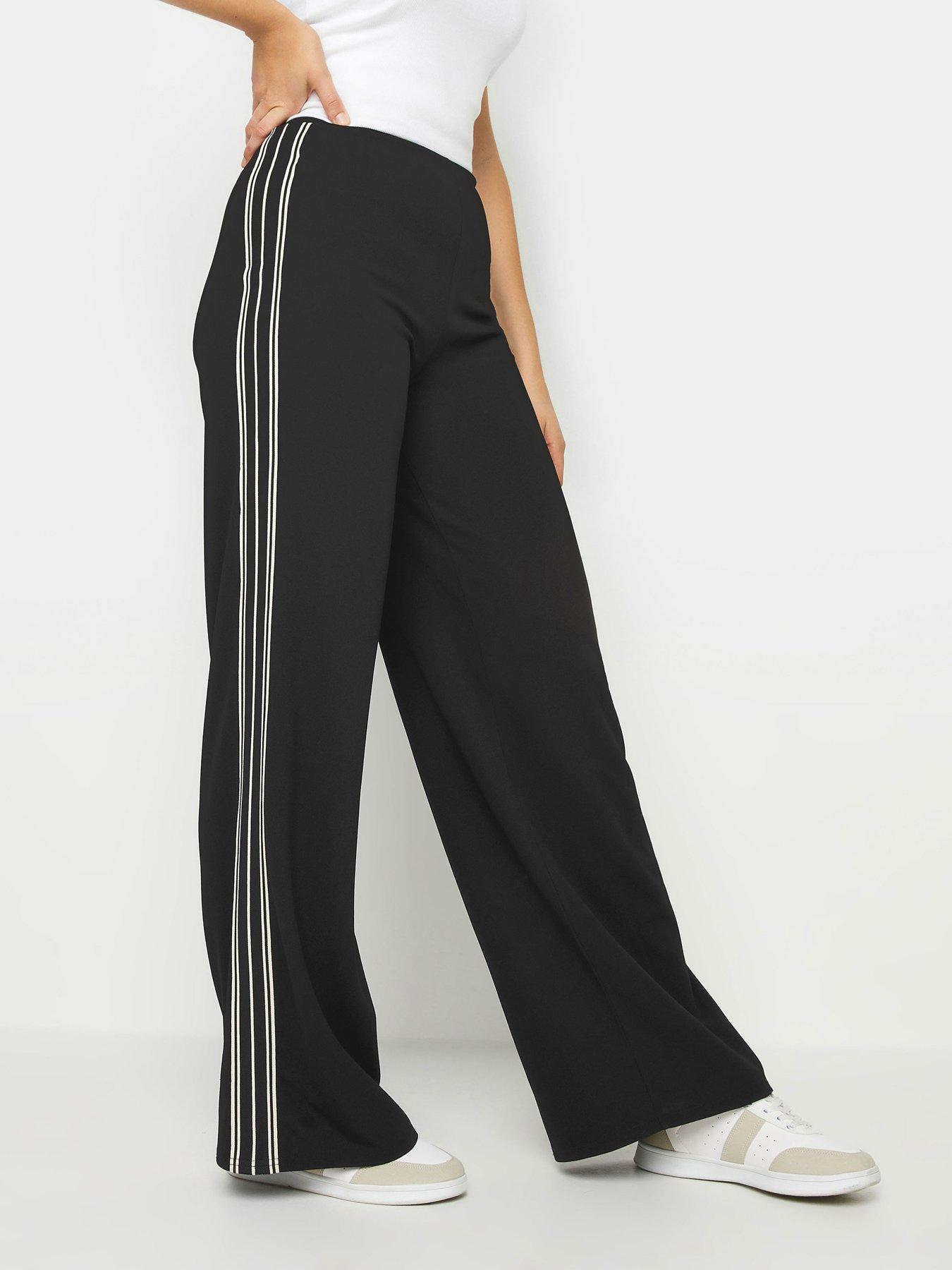 undefined Tall Wide Leg Striped Trousers - Black