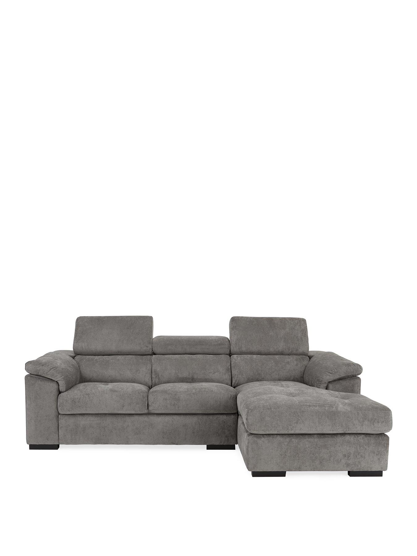 Image 2 of 7 of The Very Collection Brady Right Hand&nbsp;3 Seater&nbsp;Fabric Chaise&nbsp;Sofa - Grey/Walnut - FSC Certified
