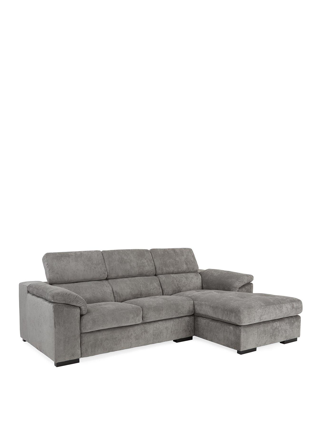 Image 3 of 7 of The Very Collection Brady Right Hand&nbsp;3 Seater&nbsp;Fabric Chaise&nbsp;Sofa - Grey/Walnut - FSC Certified