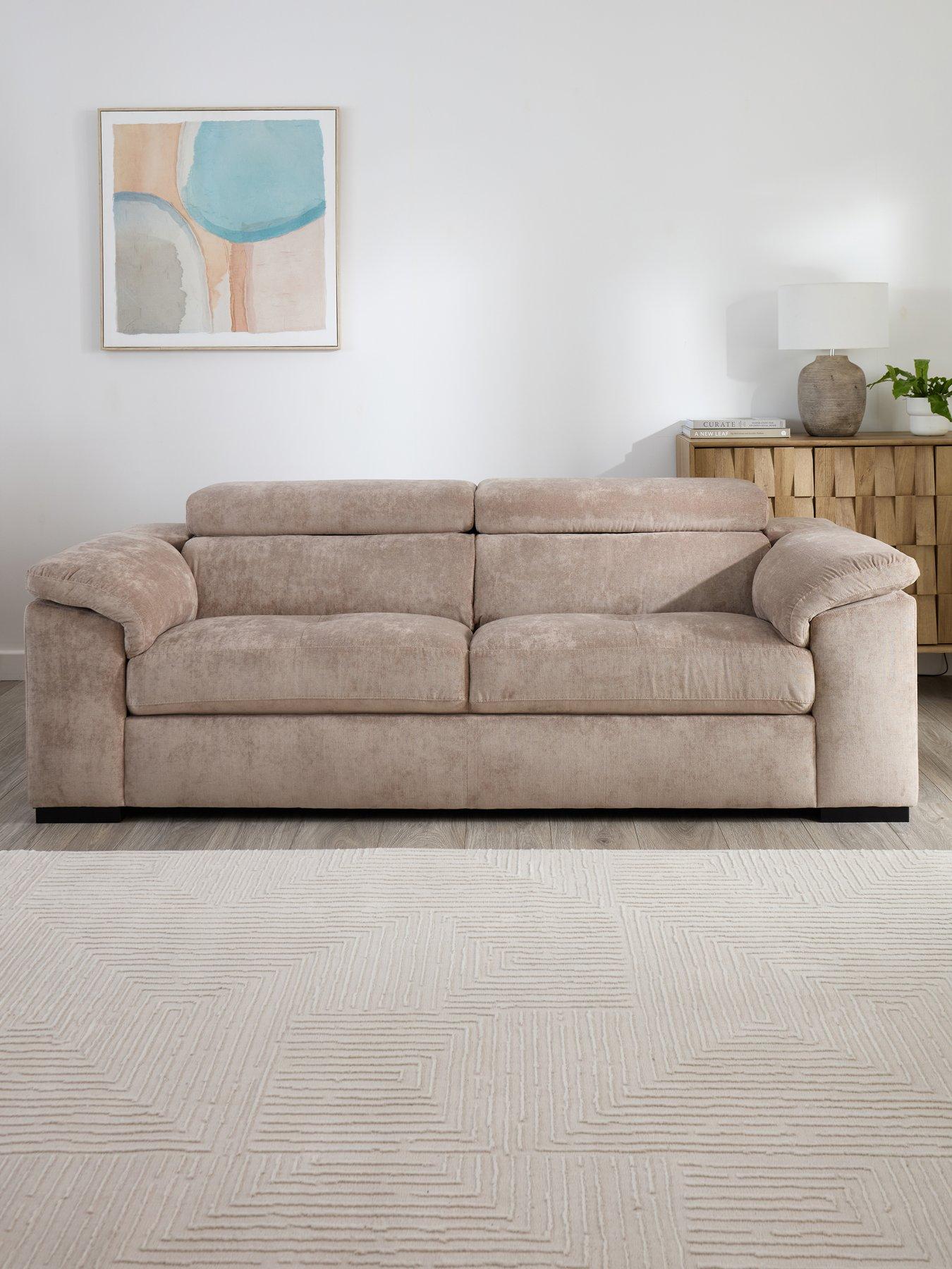 The Very Collection Brady 3 Seater Fabric Sofa - Grey/Walnut - FSC Certified