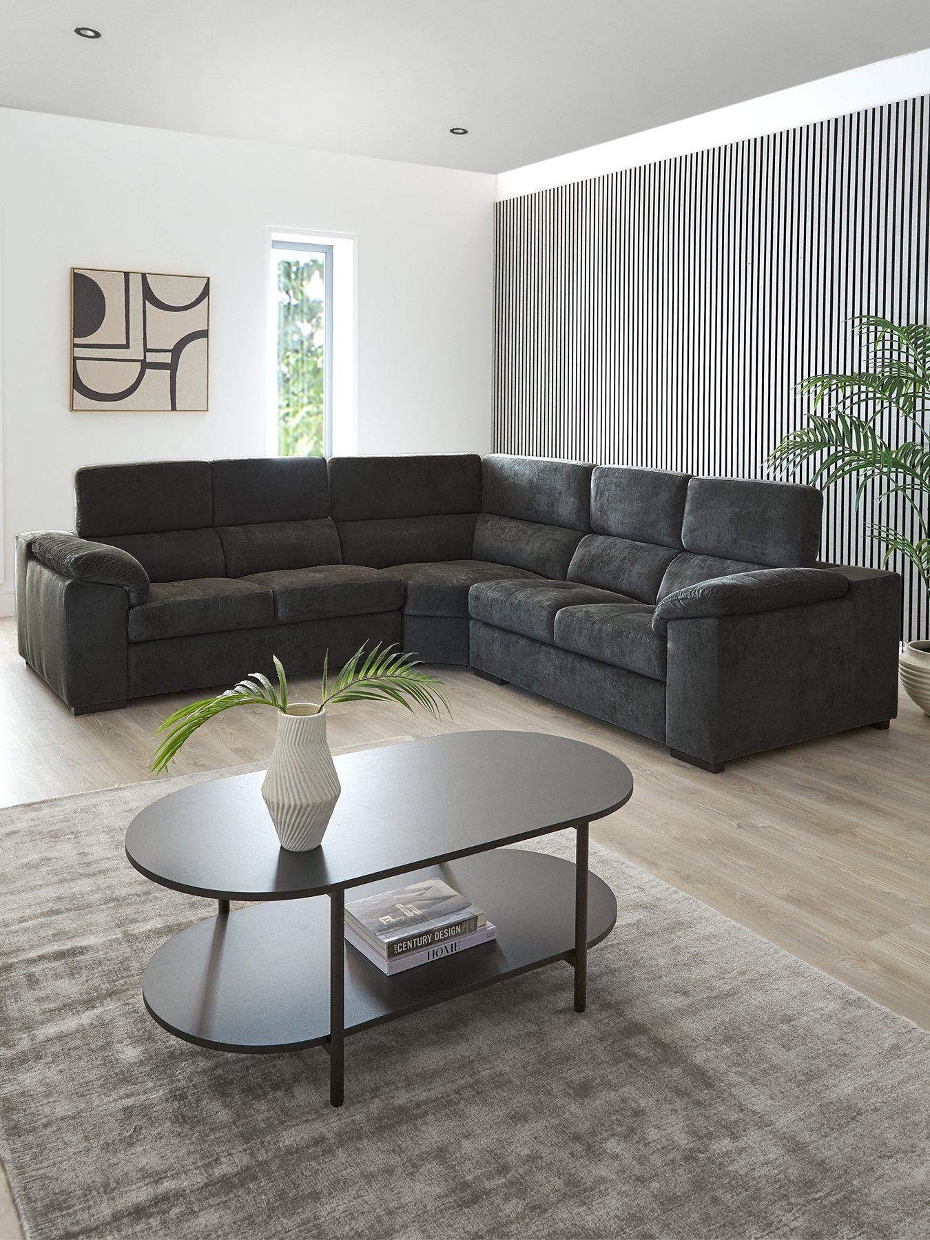 The Very Collection Brady Fabric Corner Group Sofa - Grey/Walnut - FSC Certified