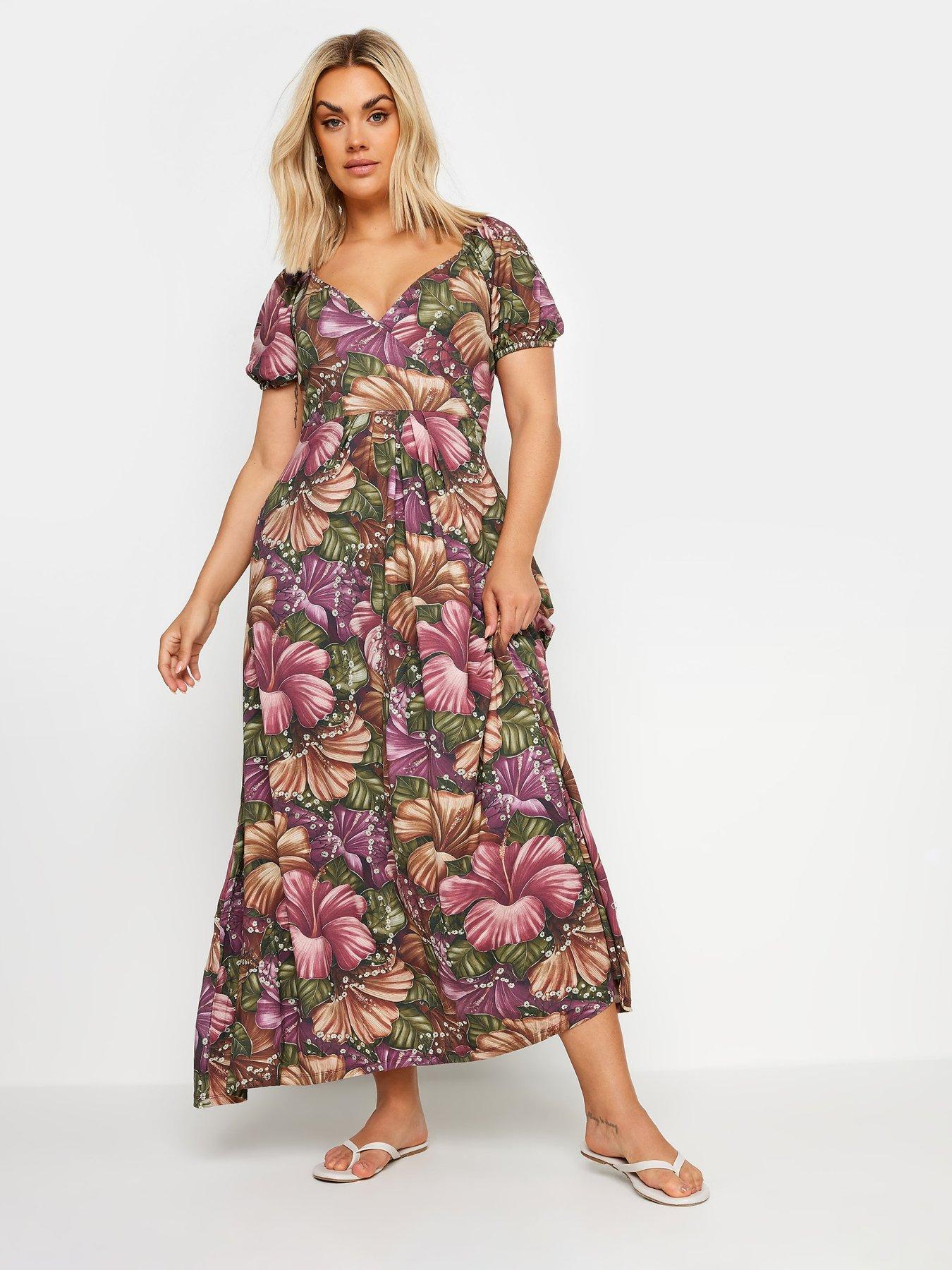undefined Curve Leaf Print Maxi Dress - Red