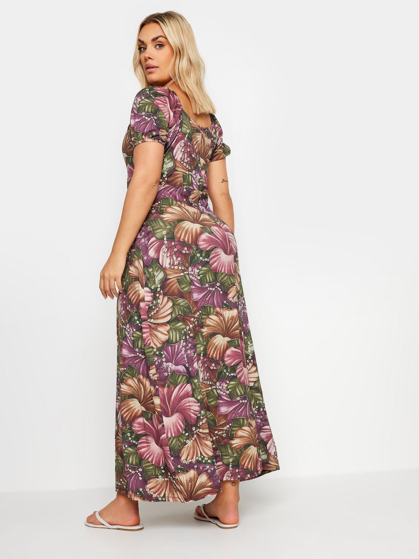  image of yours-curve-leaf-print-maxi-dress-red