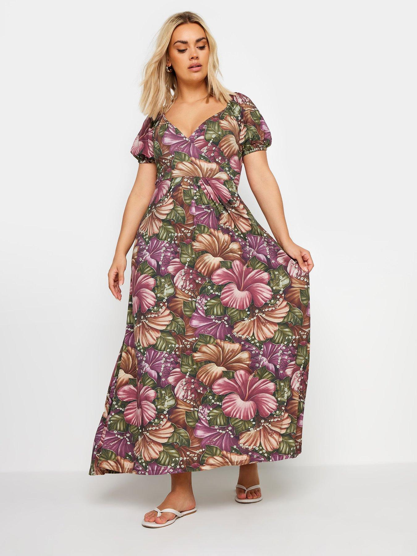  image of yours-curve-leaf-print-maxi-dress-red