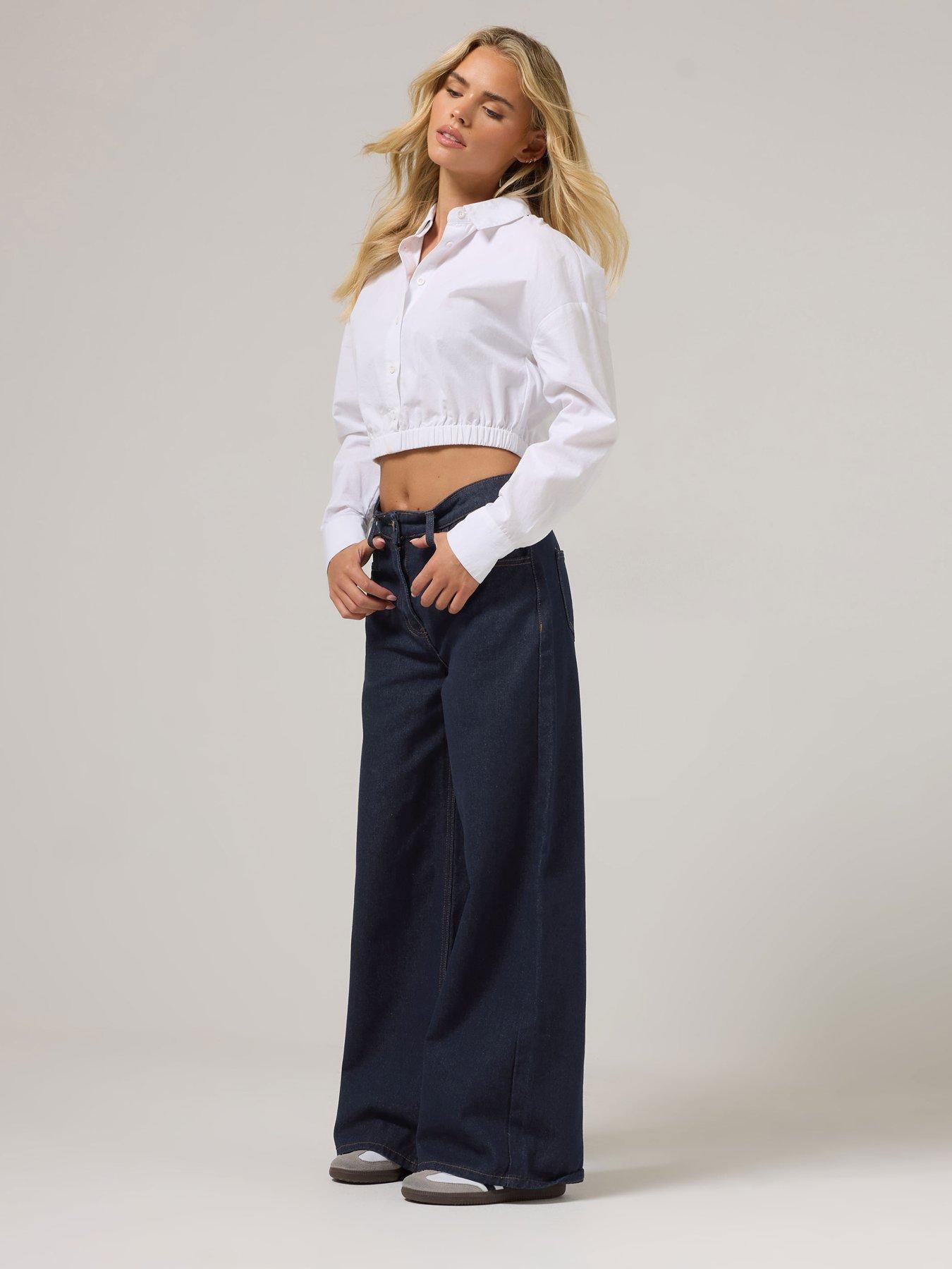 undefined Petite Wide Leg Jeans - Blue