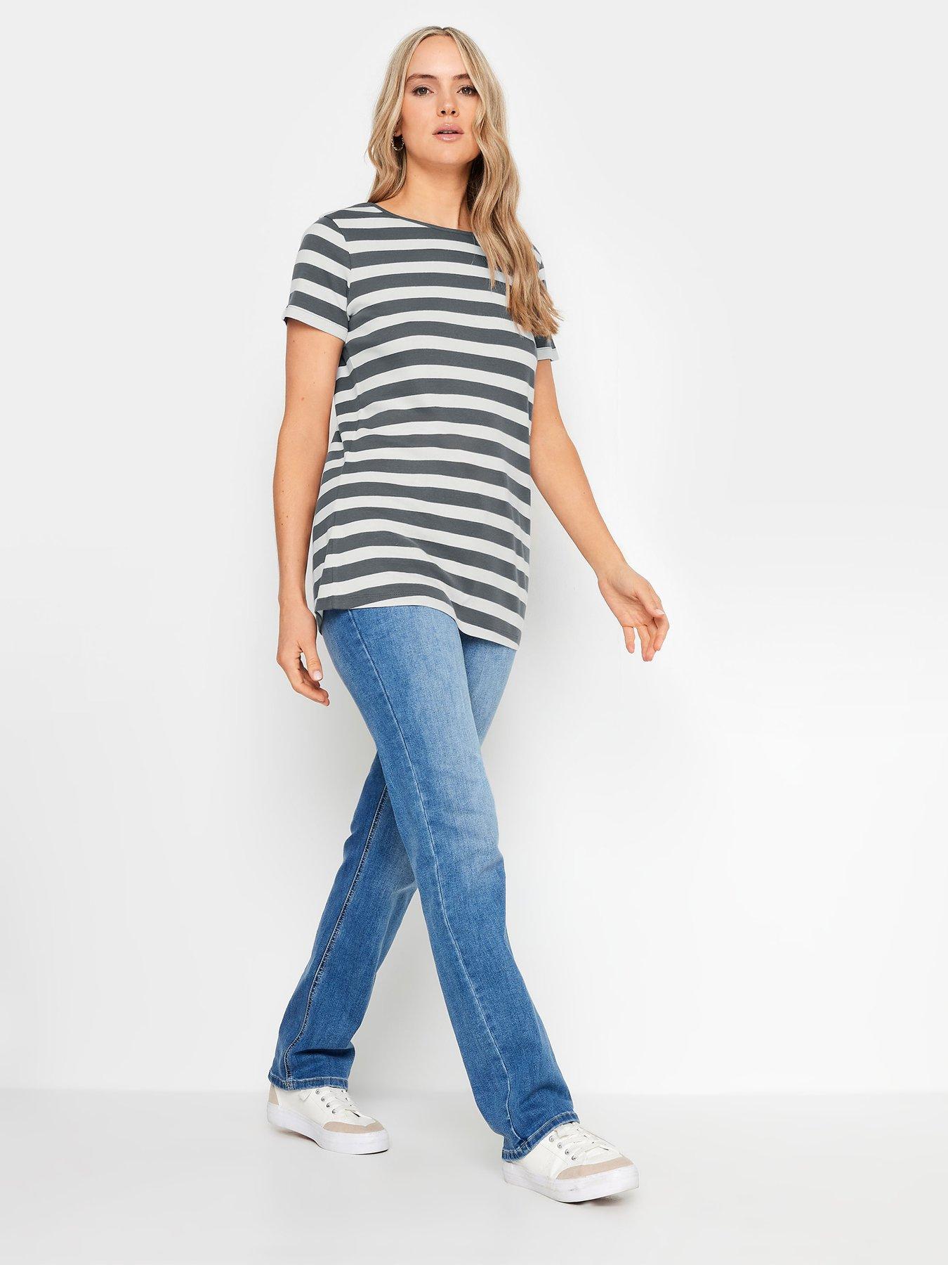  image of long-tall-sally-tall-stripe-scoop-neck-t-shirt-grey