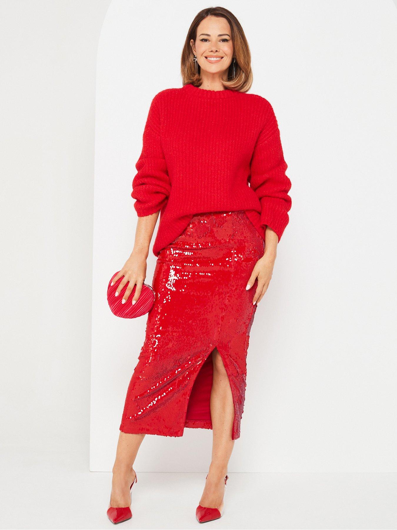 undefined Relaxed Fit Oversized Jumper with Wool - Red