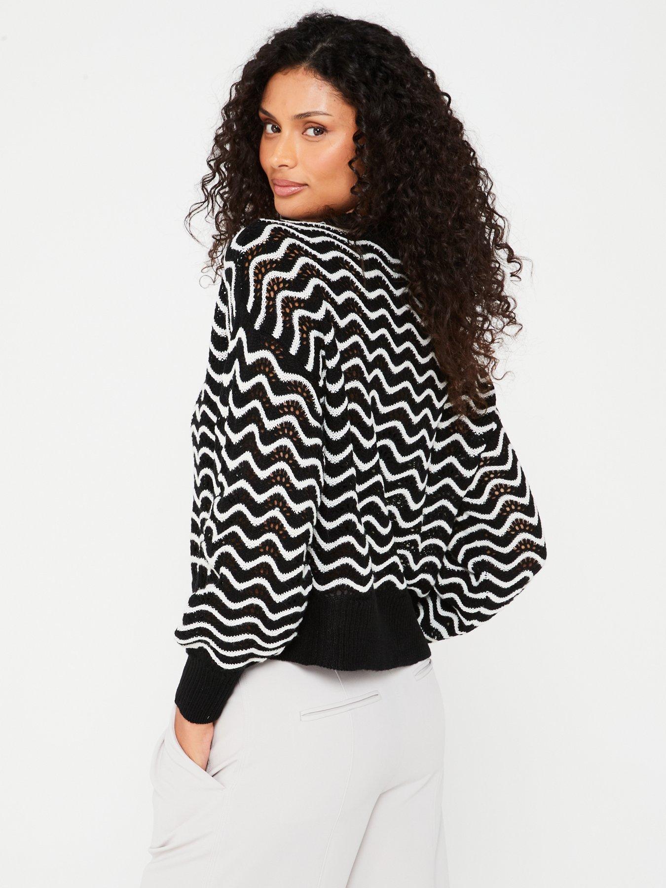 JDY Swirl Stripe Jumper Black Littlewoods