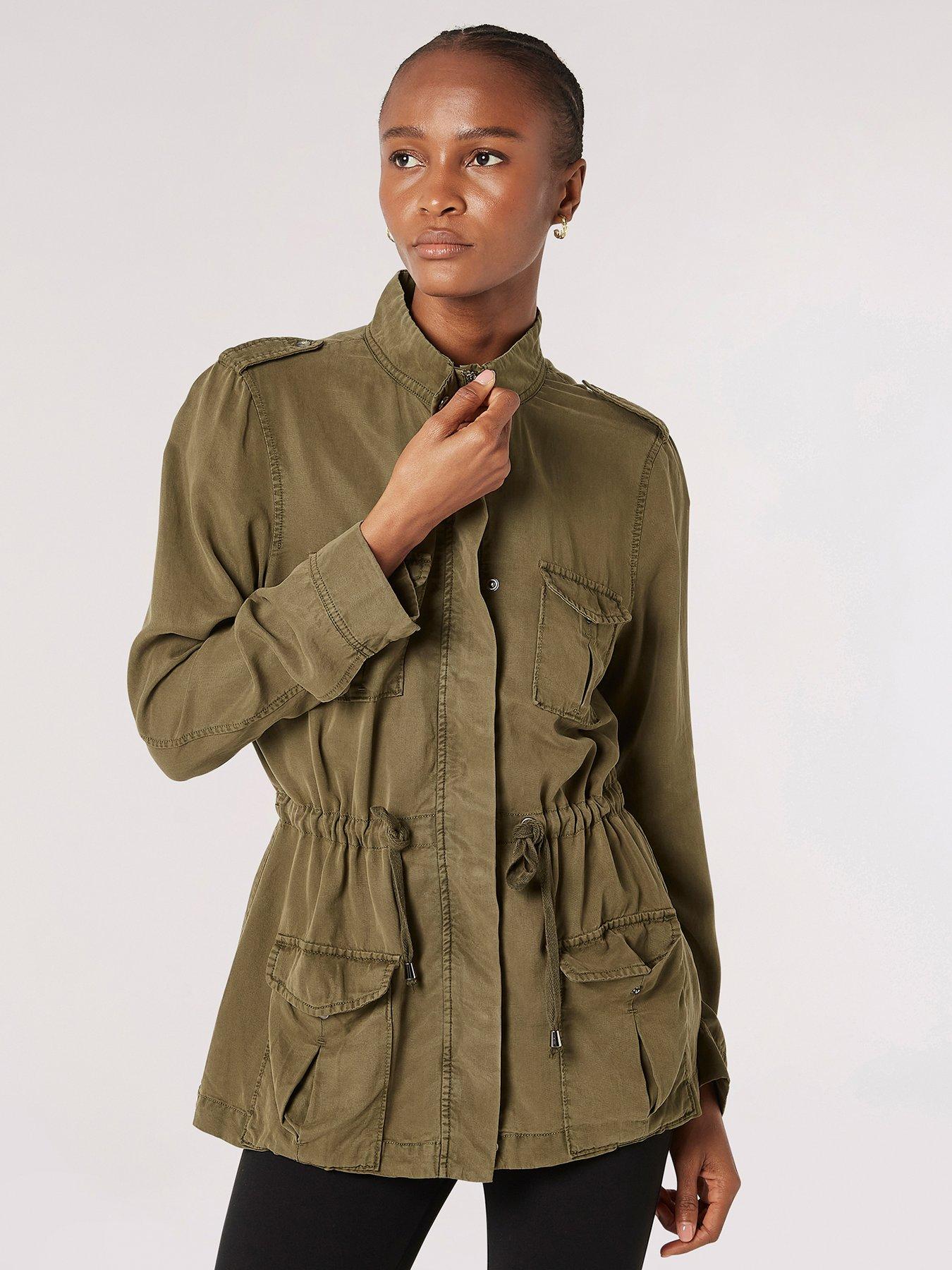 Monsoon Mya Military Coat Green littlewoods