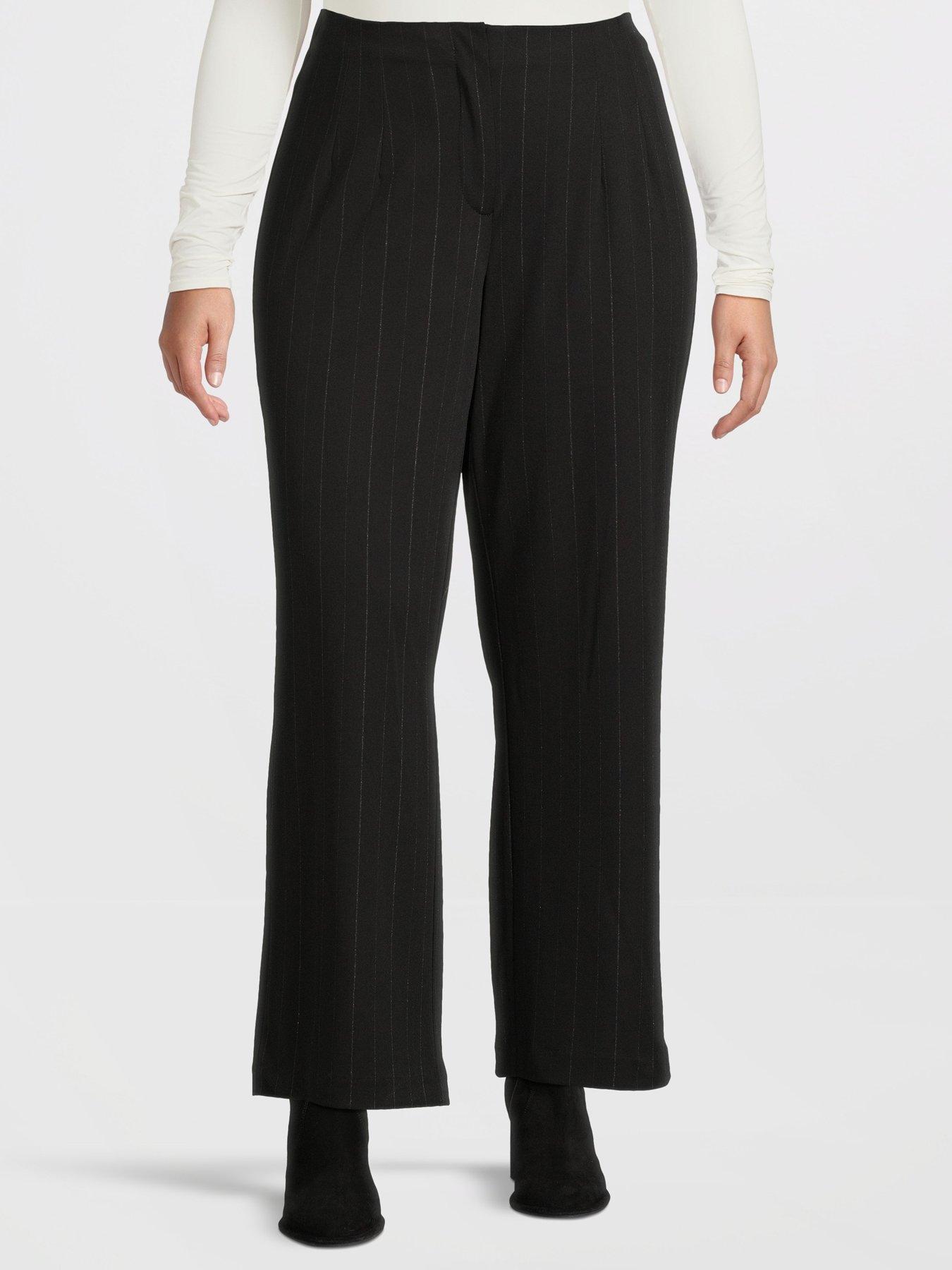 undefined High Waist Stripe Pant - Black
